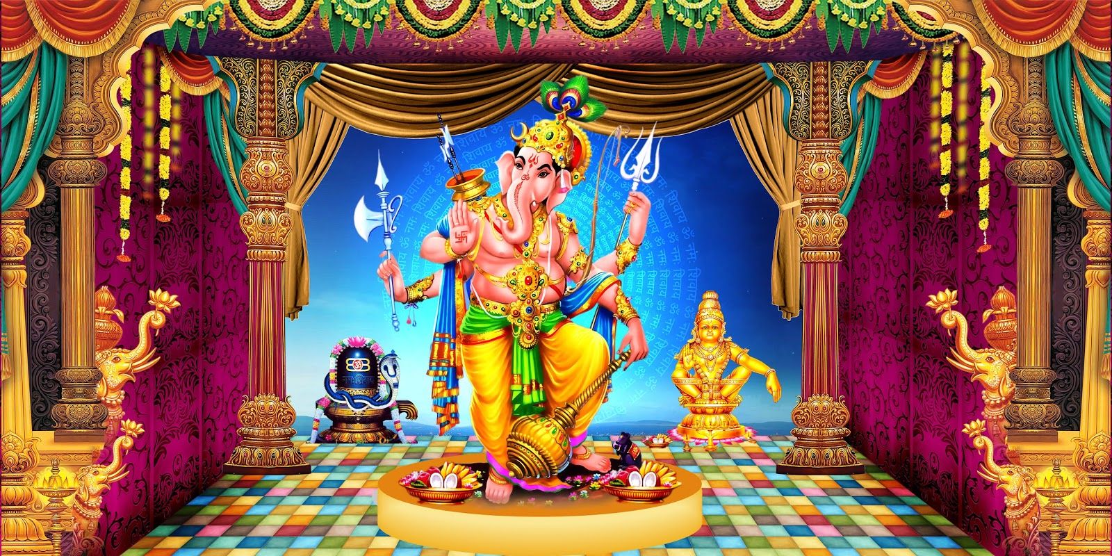 Lord vinayaka stage backdrop HD wallpaper with lord ganesh HD