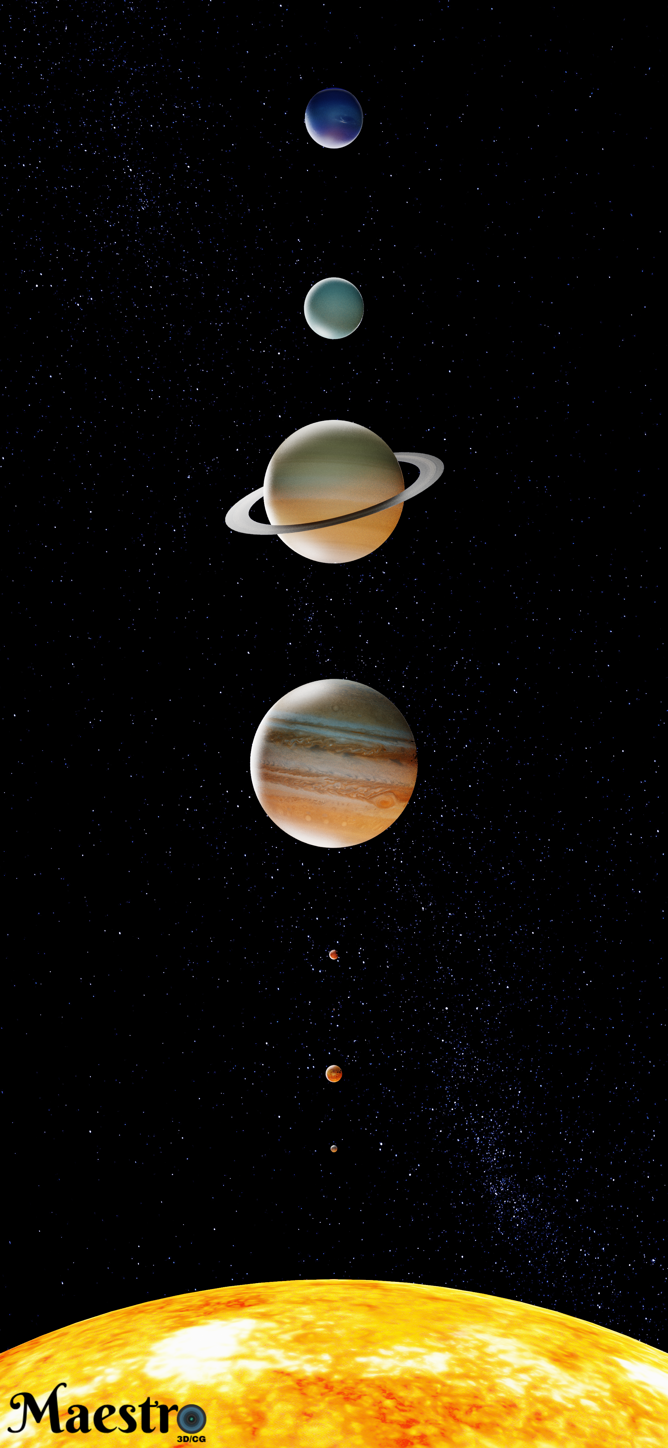 Made a solar system render, about 80% true black for amoled