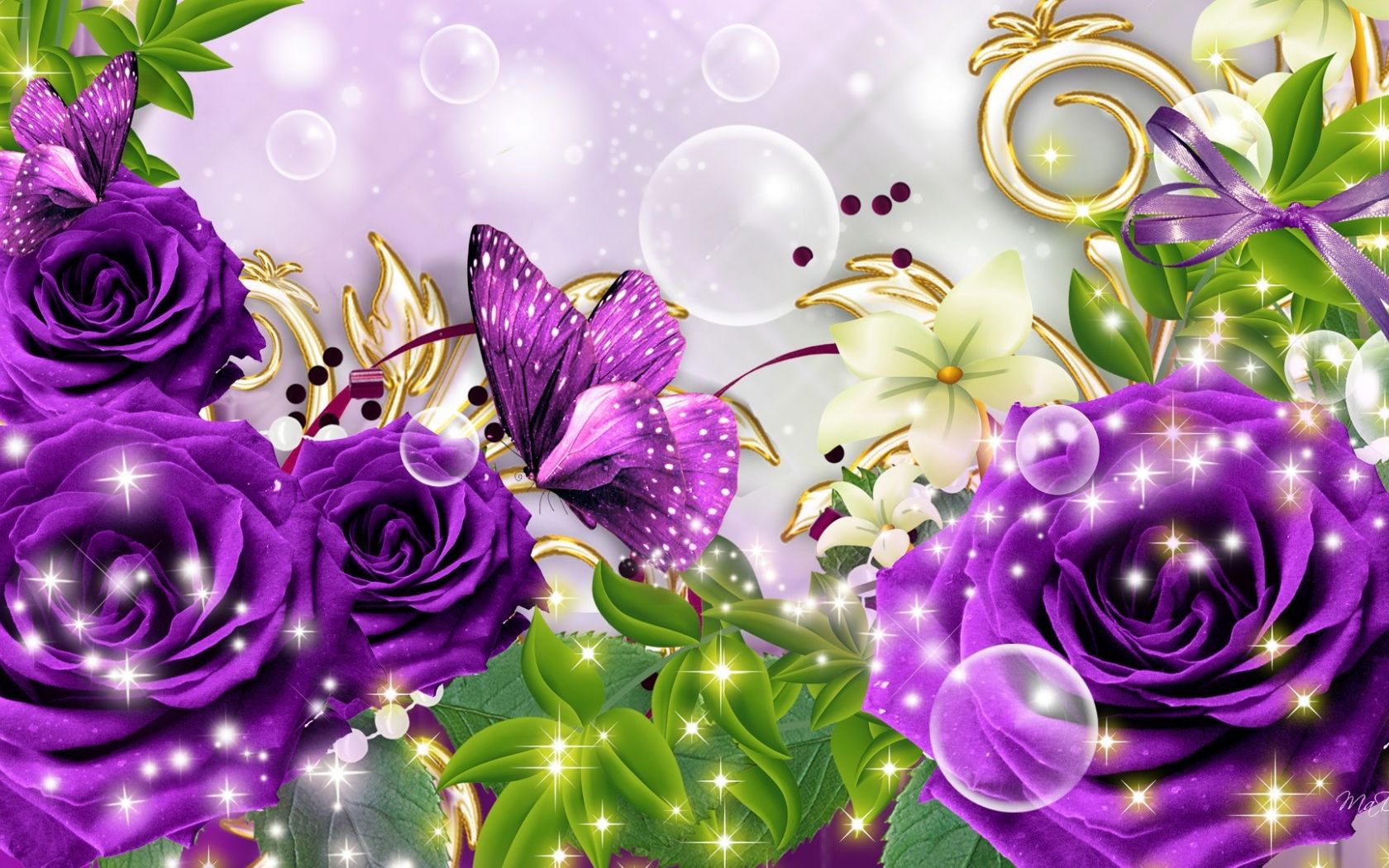 Free download 1920x1080px Roses and Butterfly Wallpaper Border