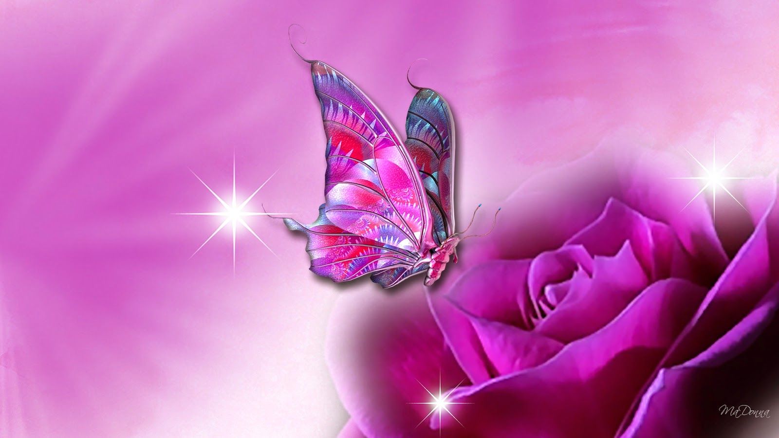 Purple Butterflies And Flowers Background