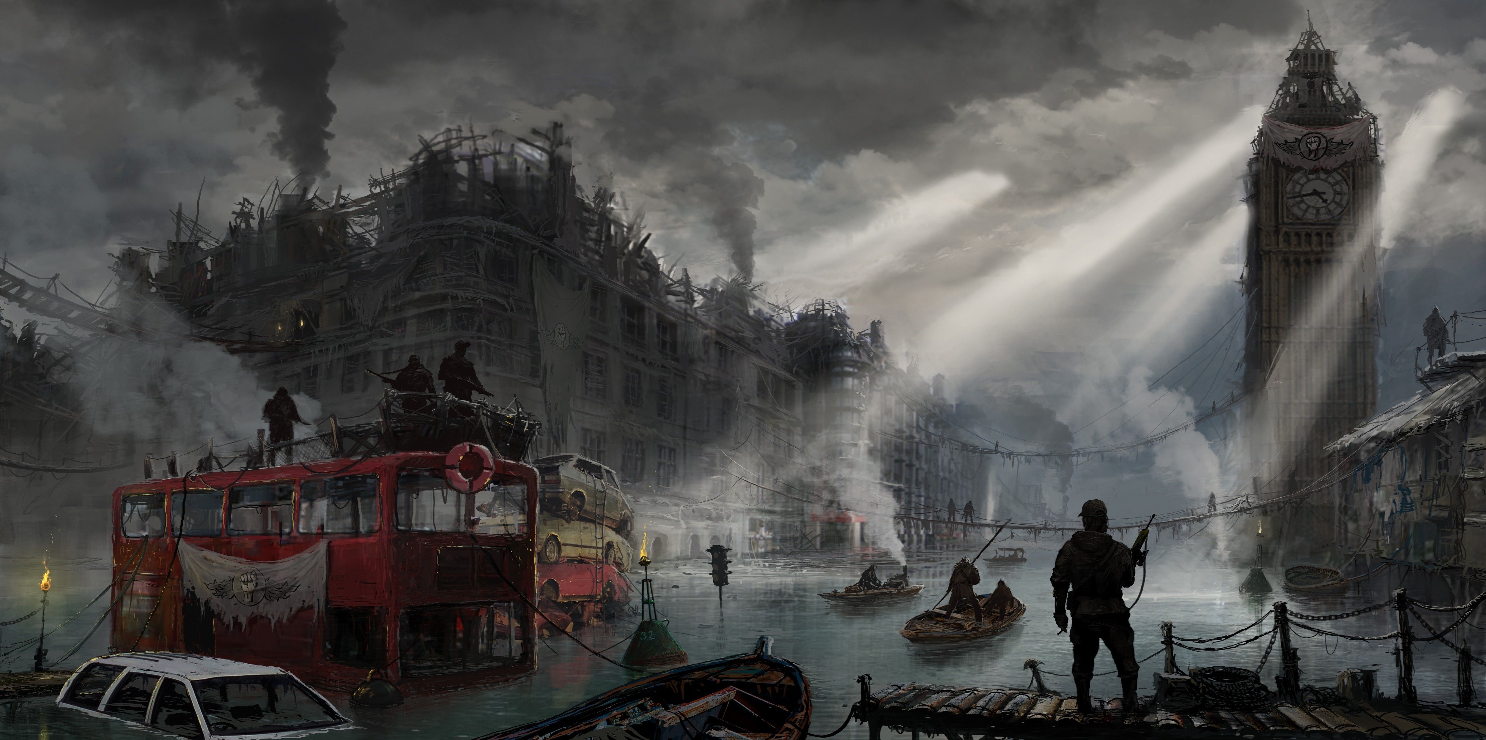 apocalyptic, London, Artwork, Dystopian Wallpaper HD / Desktop