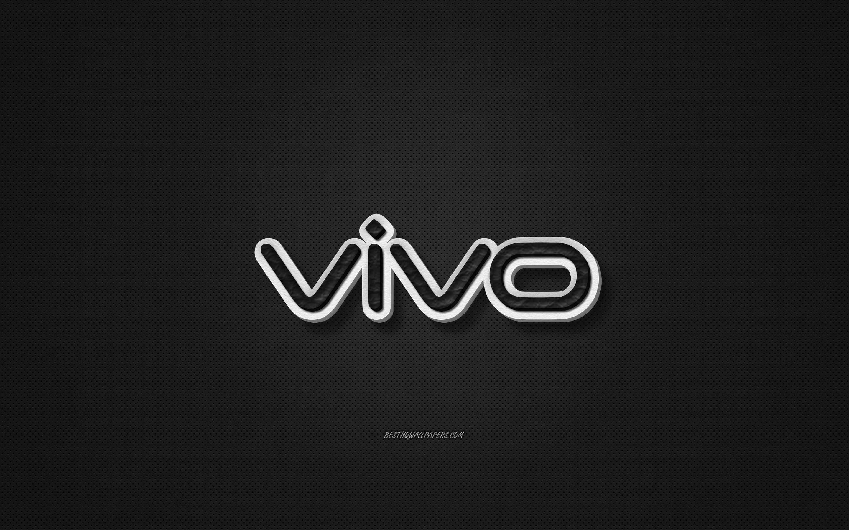 Download wallpaper Vivo leather logo, black leather texture