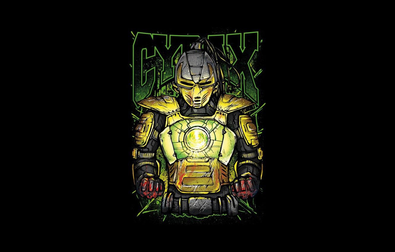 Wallpaper yellow, fighter, cyborg, art, Mortal Kombat, Cyrax