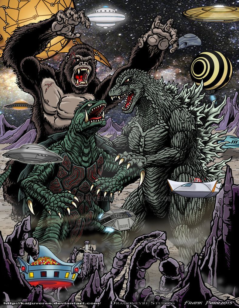 Kong vs godzilla vs gamera. Godzilla, Kaiju art