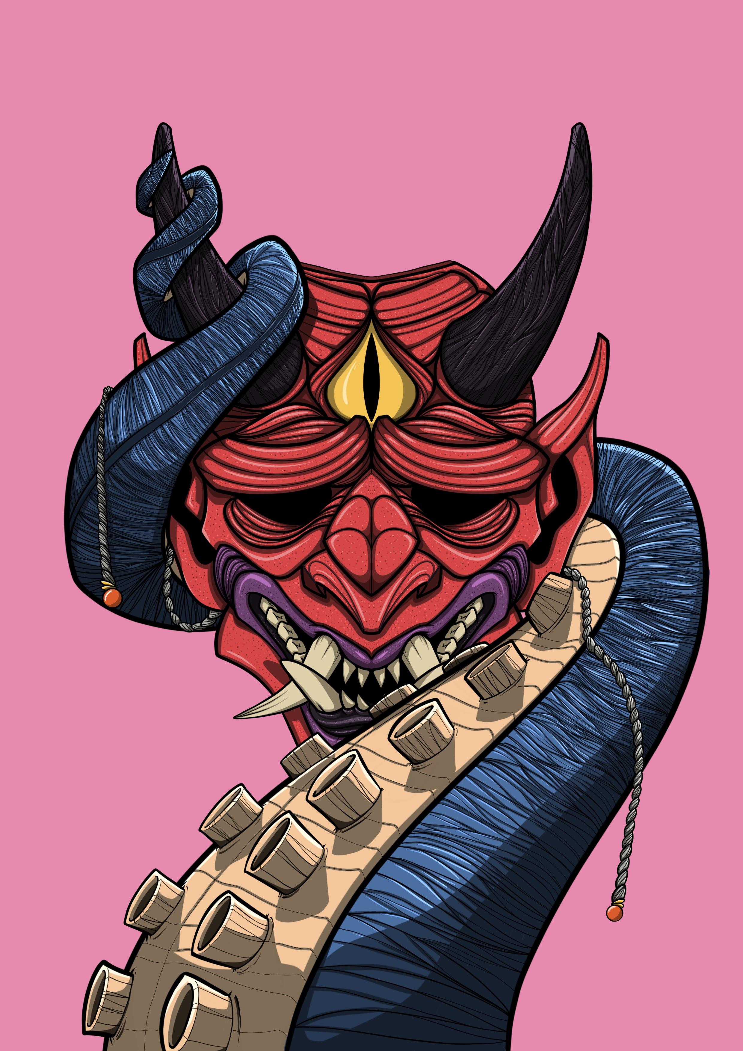 Oni mask I finished off yesterday hours total!