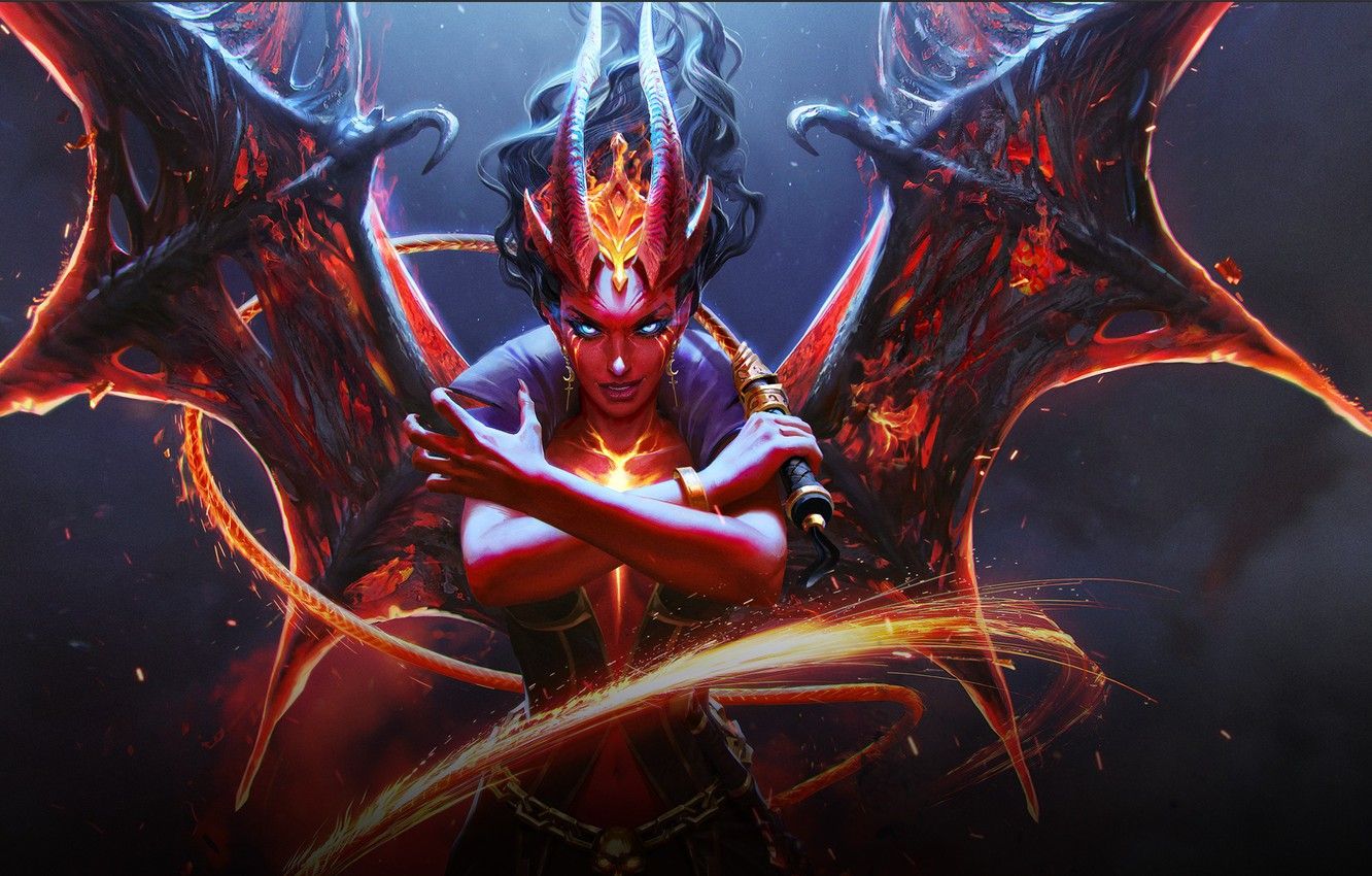 Wallpaper the demon, Horns, DotA 2, Queen Of Pain image for desktop, section игры