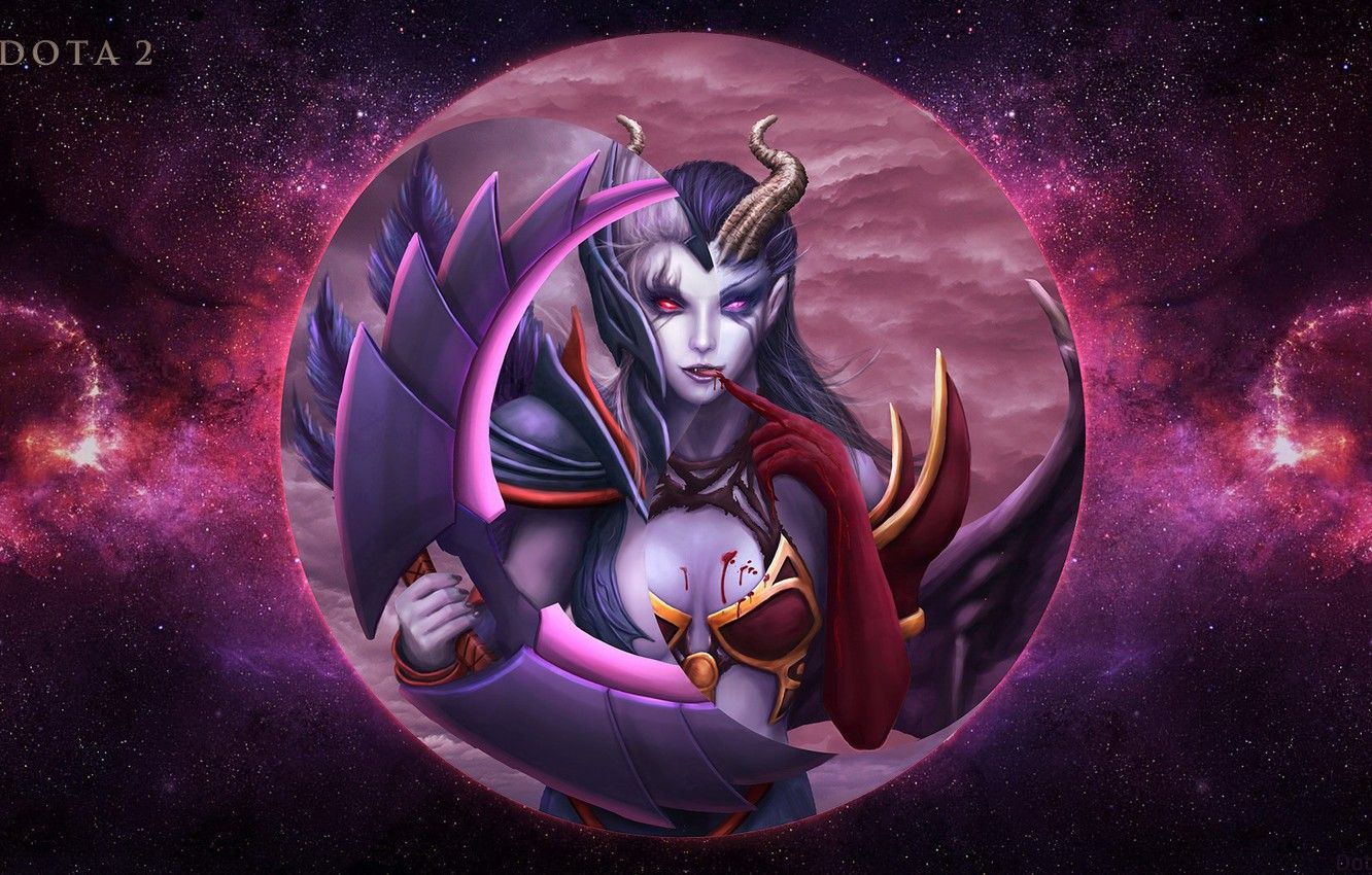 Wallpaper moon, Dota 2, Akasha, queen of pain, vengeful spirit, MOBA games image for desktop, section игры