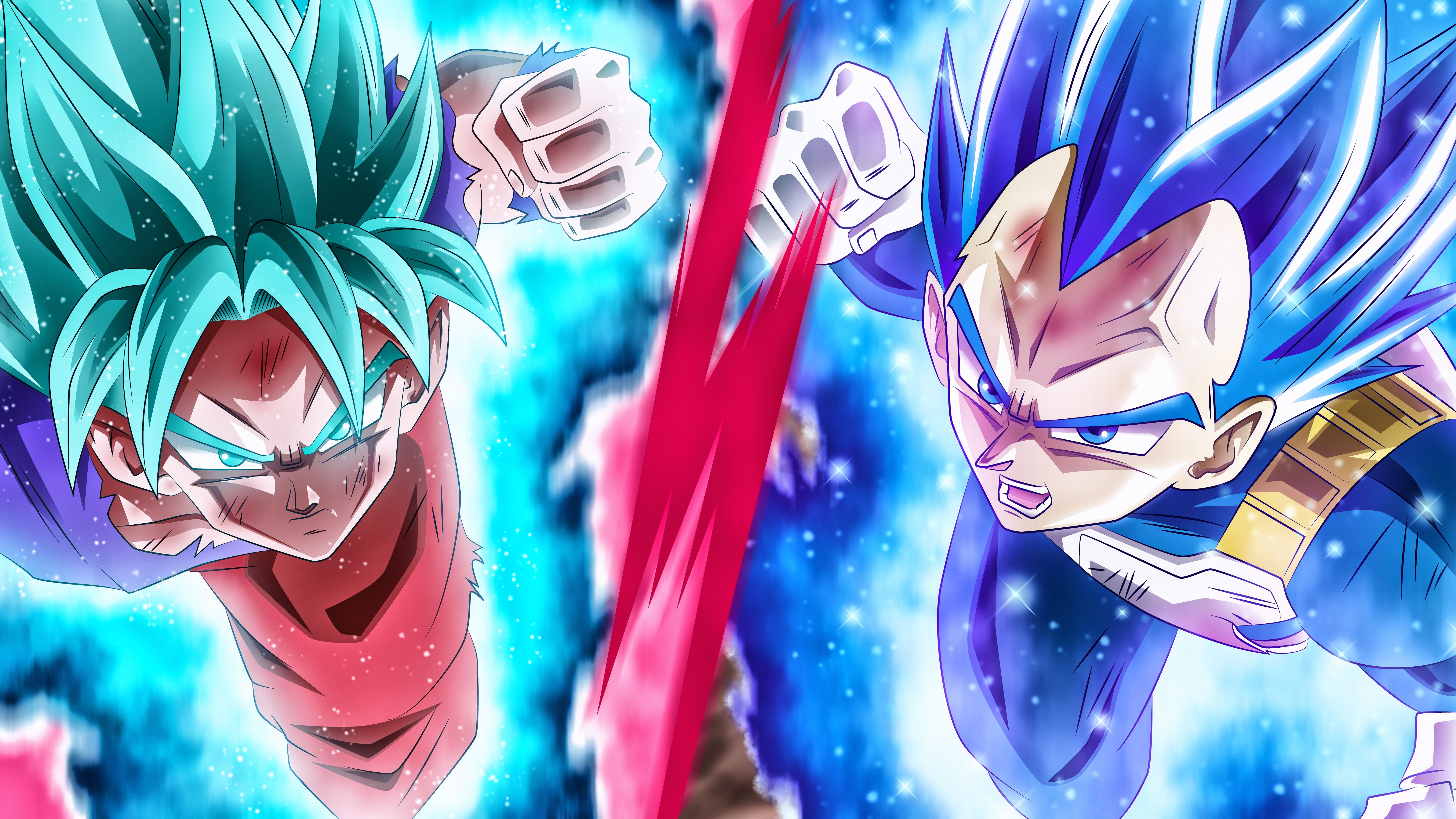 Goku Vegeta Super Saiyan Blue Dragon Ball Super 8K