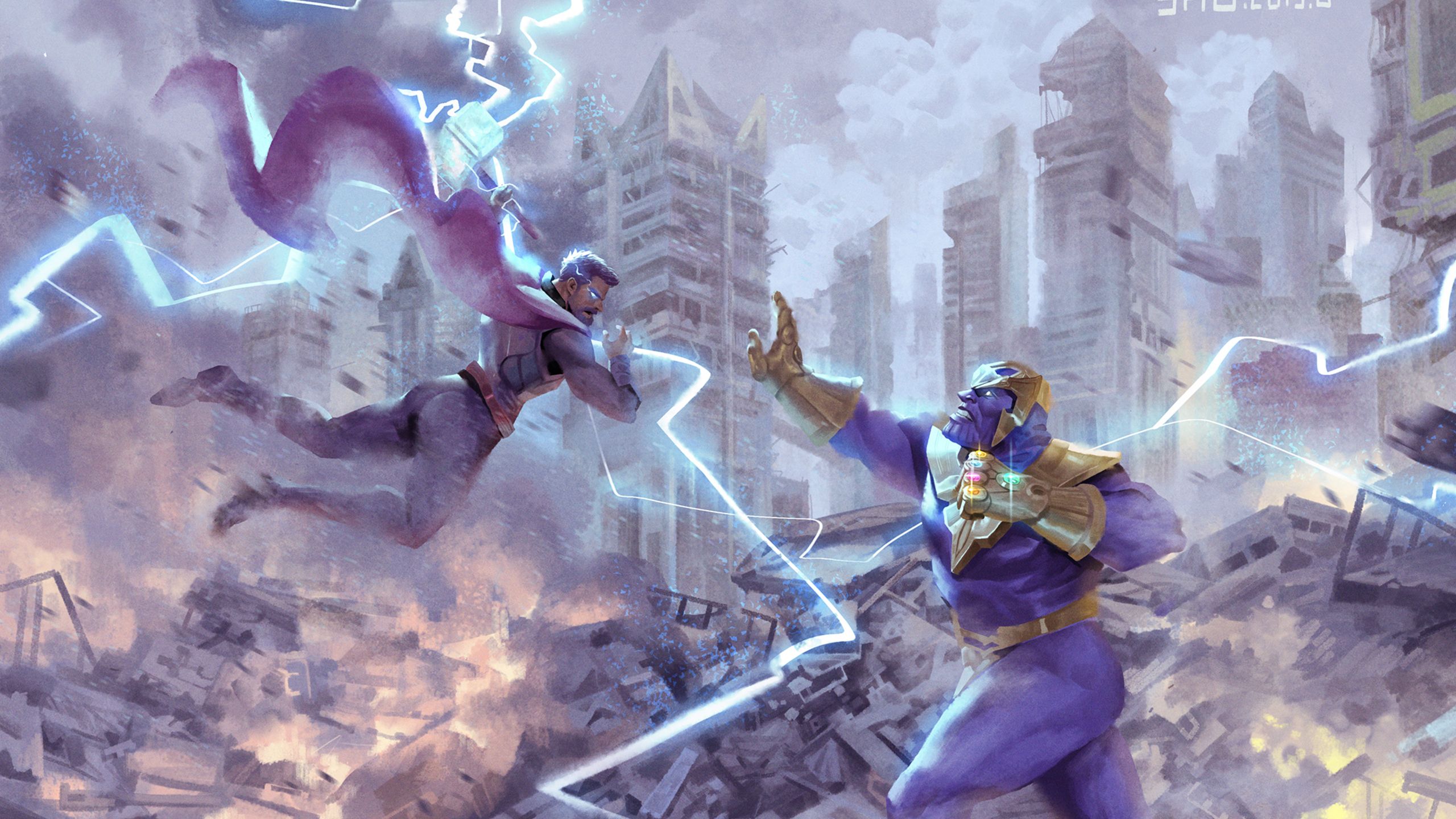 Thor Vs Thanos Art 1440P Resolution HD 4k Wallpaper