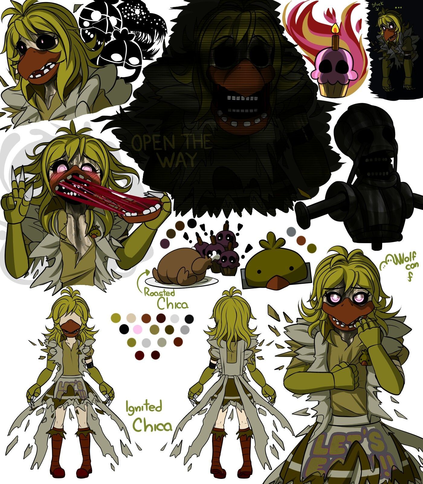 Ignited chica by wolf con f in deviart. Anime fnaf