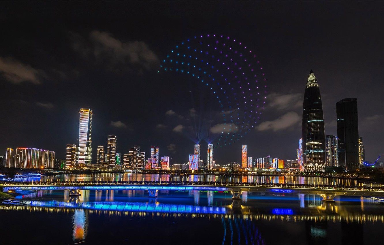 Wallpaper night, lights, panorama, China, Shenzhen image