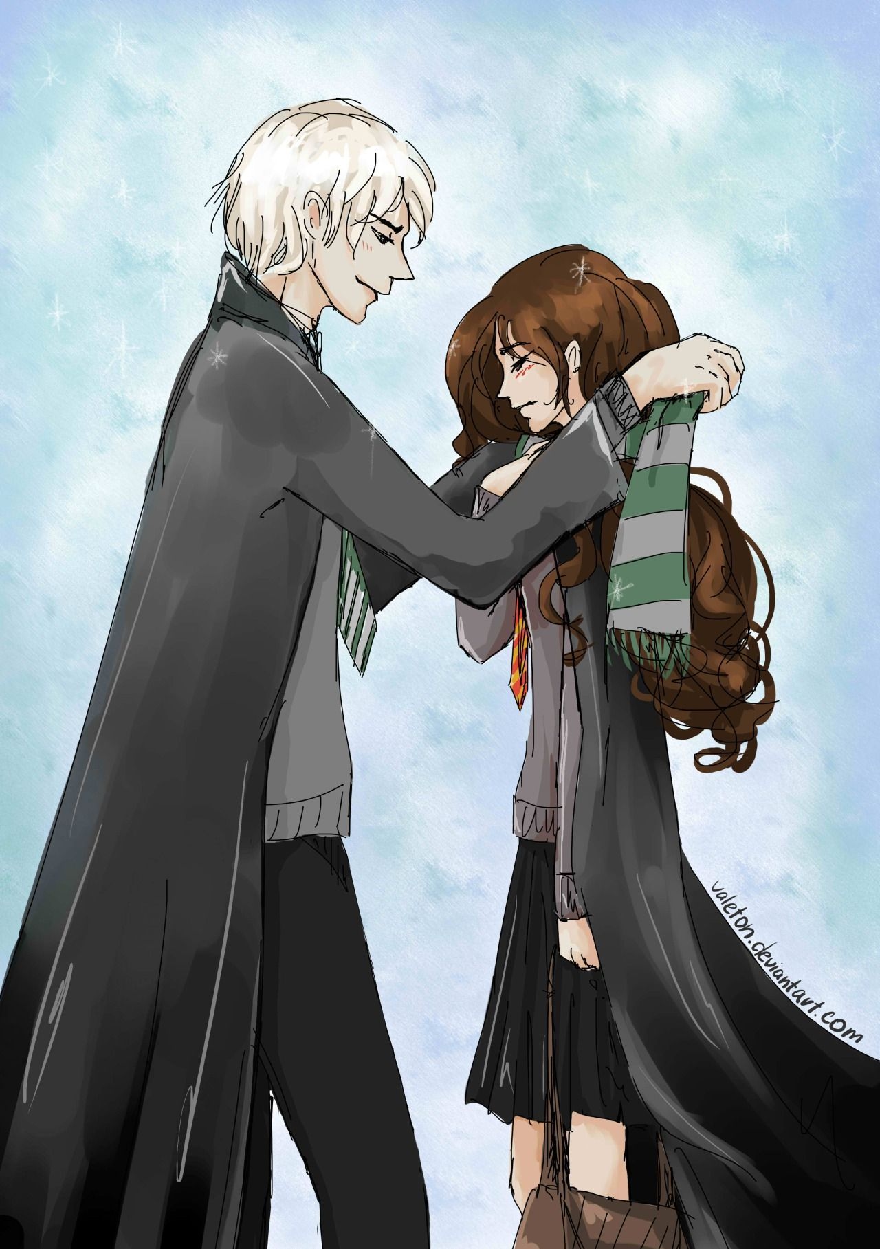 Draco and Hermione. Dramione fan art, Harry potter anime, Dramione