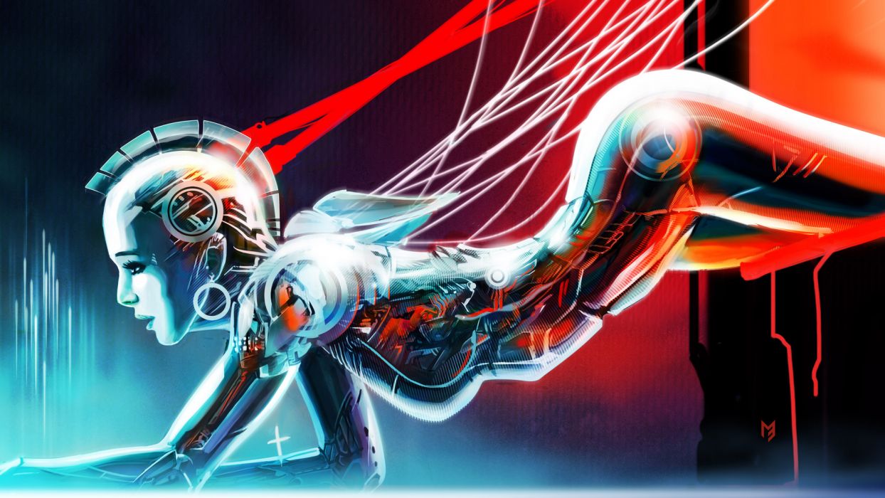 Sci fi women cyborg robot mech wallpaperx1080