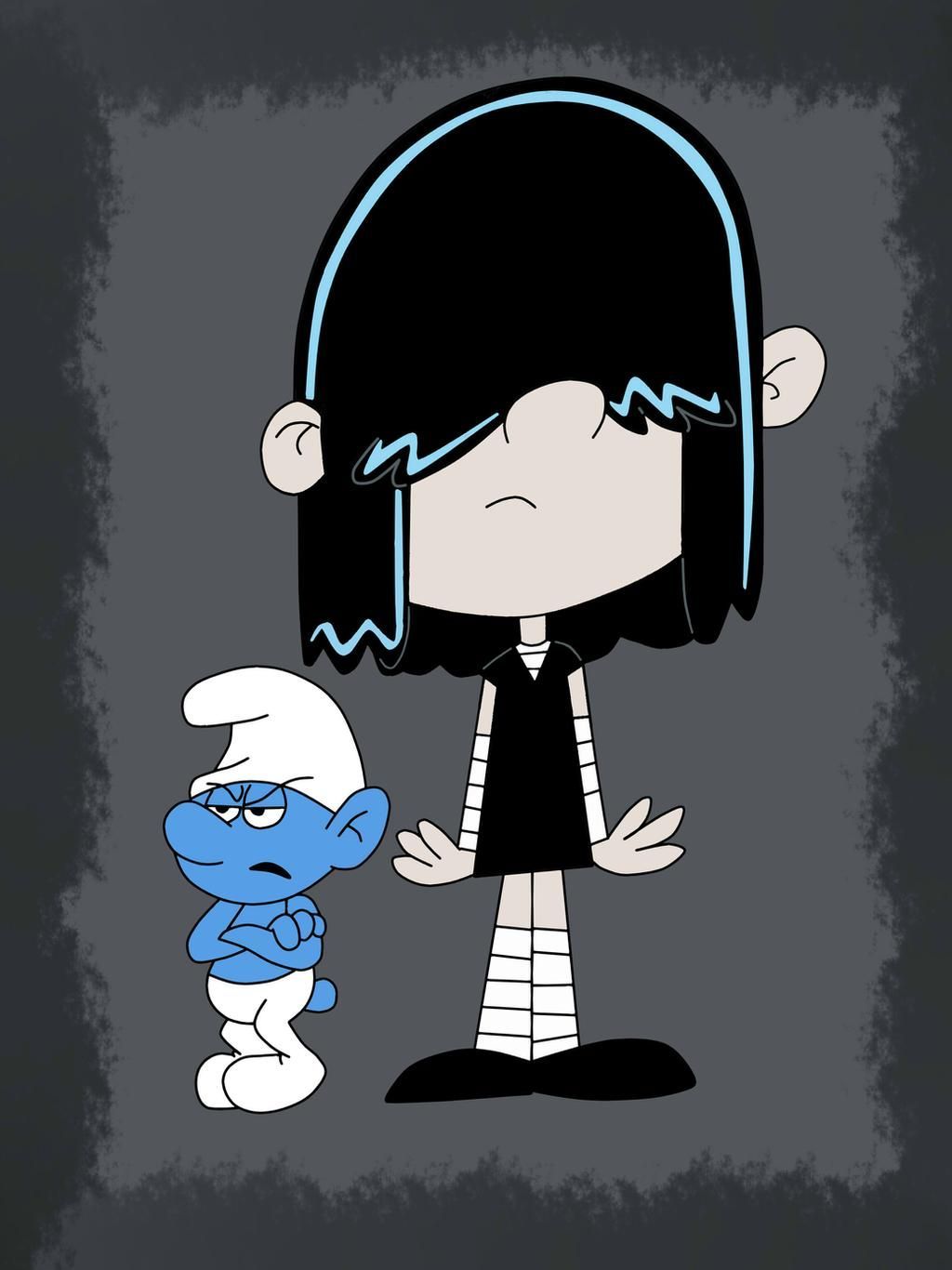 Grouchy smurf and Lucy Loud