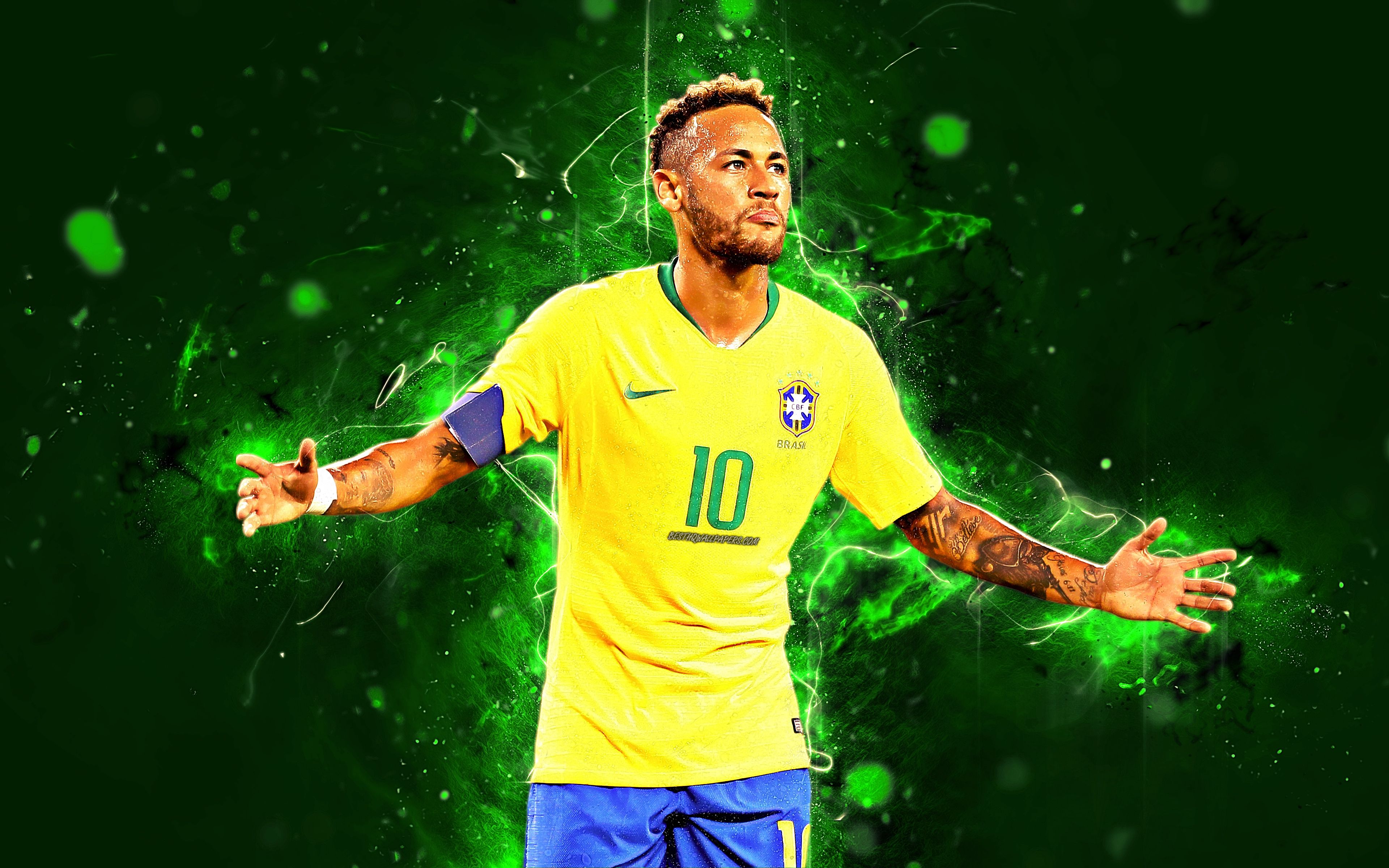 Download wallpapers Neymar, goal, 4k, Brazil National Team, fan