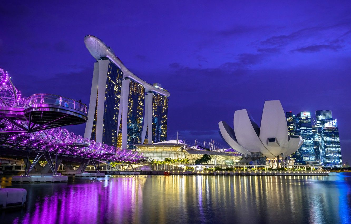 Wallpaper night, lights, Singapore, the hotel image for desktop