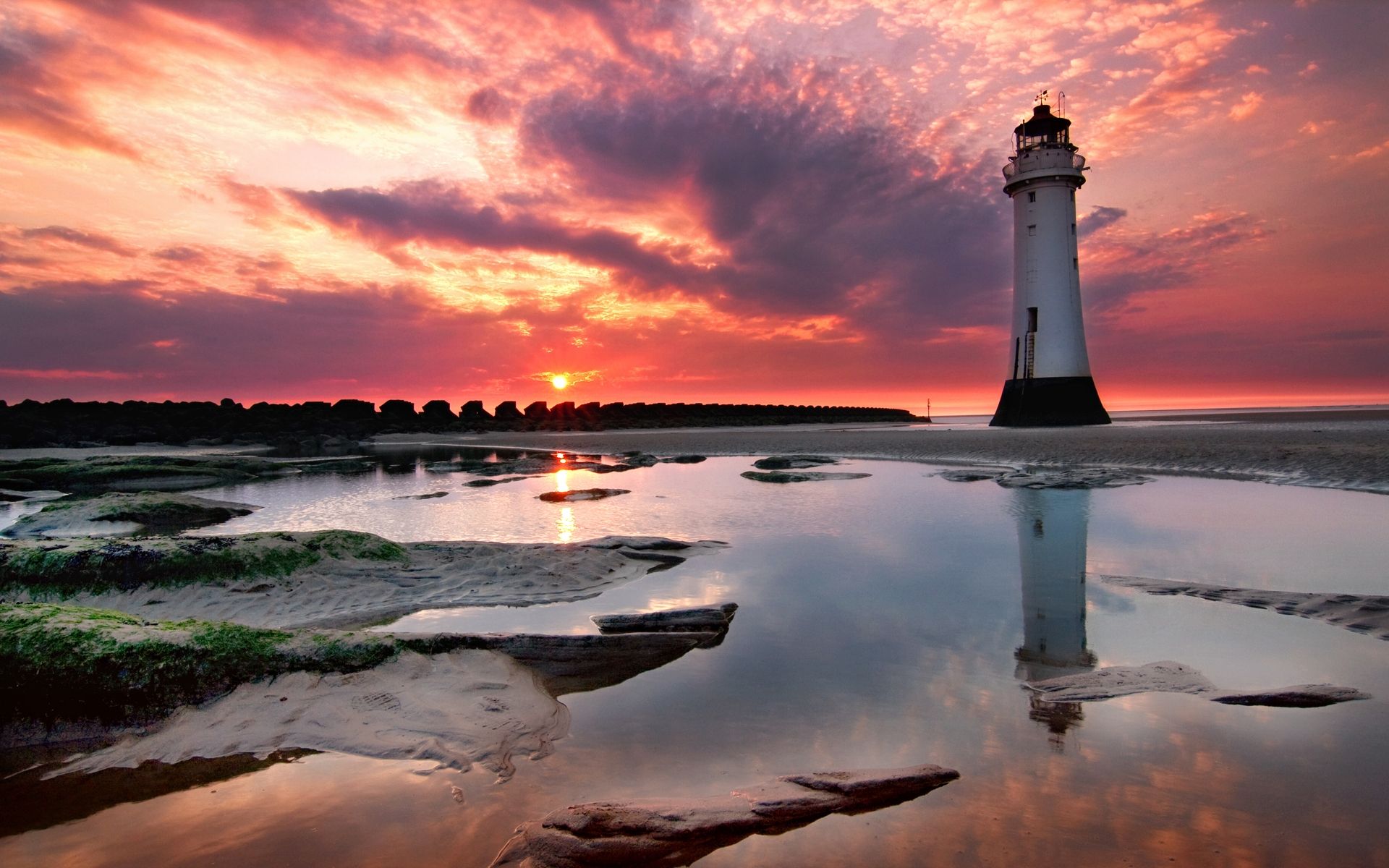 Lighthouse sunset view wallpaperx1200