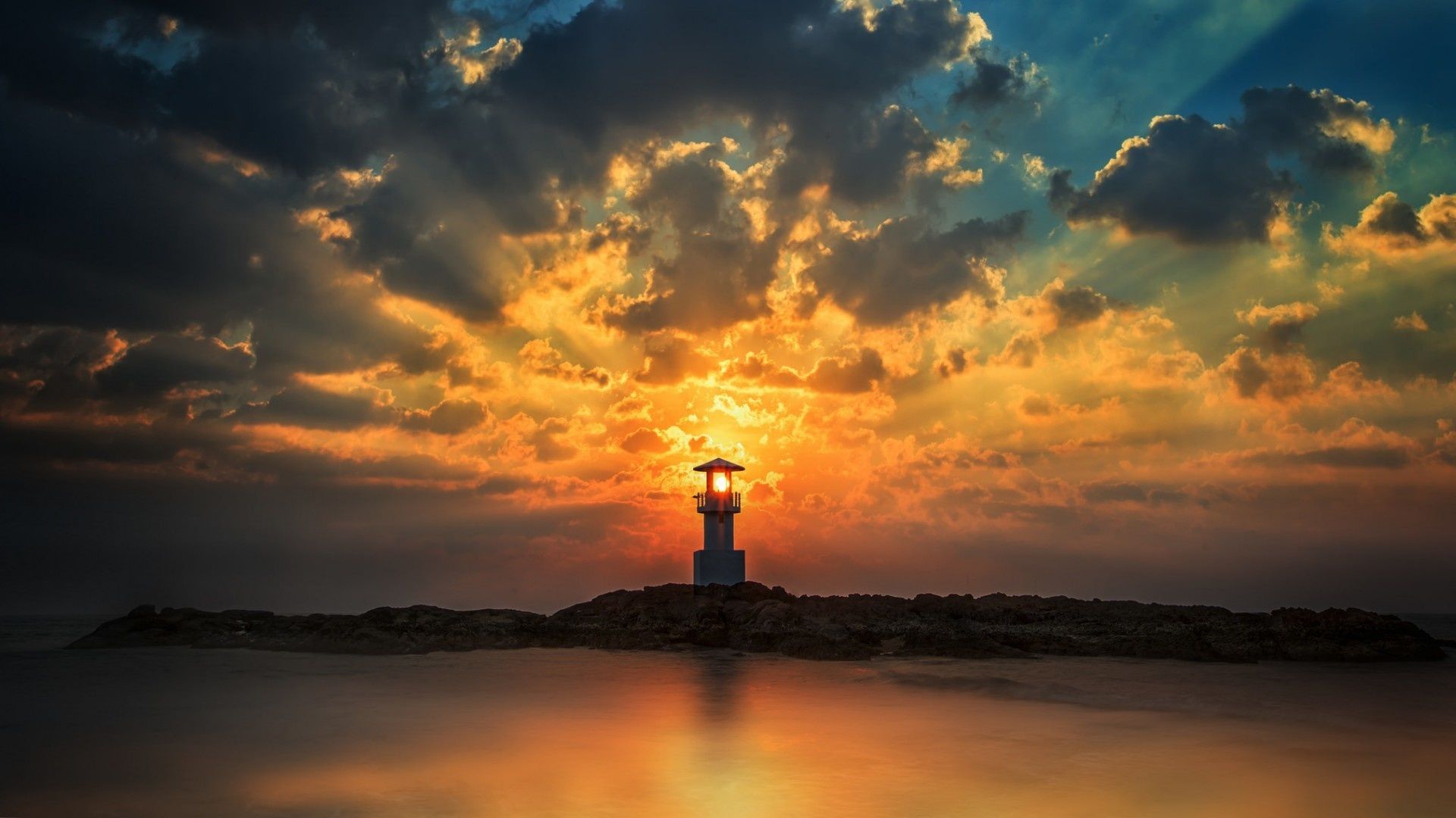 Lighthouse in the Sunset HD Wallpaper. Background Image