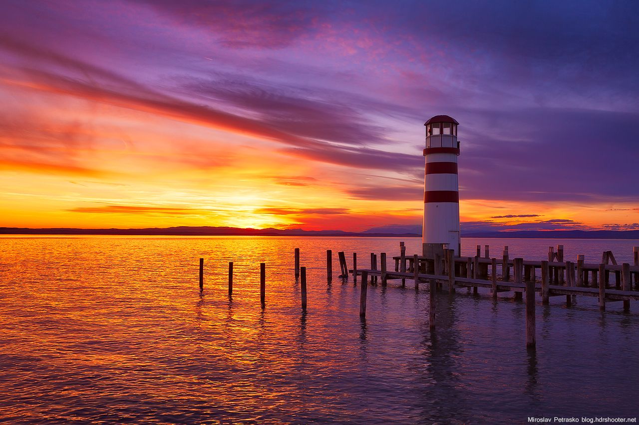 A sunset lighthouse