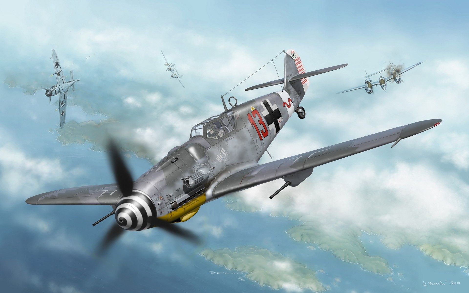 Messerschmitt, Messerschmitt Bf Luftwaffe, Artwork, Military