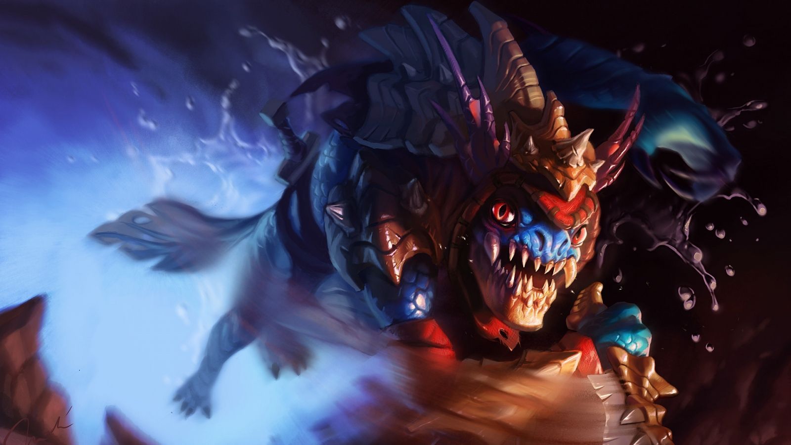 Download Wallpaper 1600x900 Slark, Dota 2, Art 1600x900 HD
