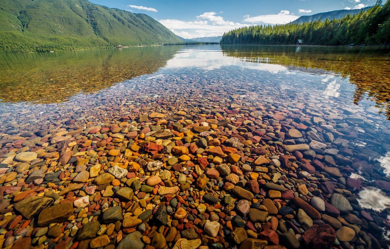 Wallpaper water, nature, lake, stones, Nature, Landscape, Glacier National Park, Montana, Lake McDonald image for desktop, section природа