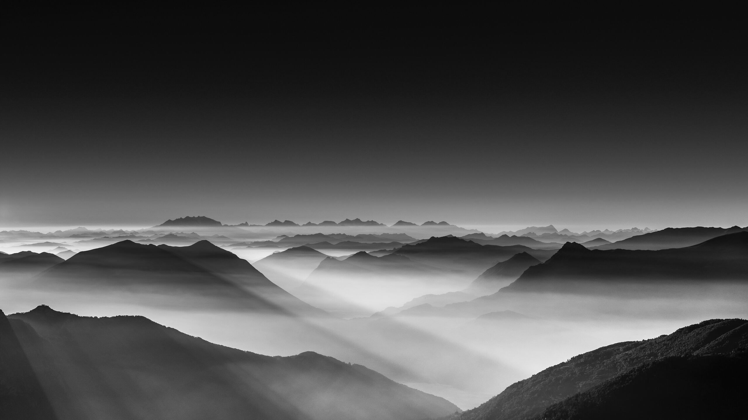 Haze Mountain Landscape Monochrome 5k 1440P Resolution