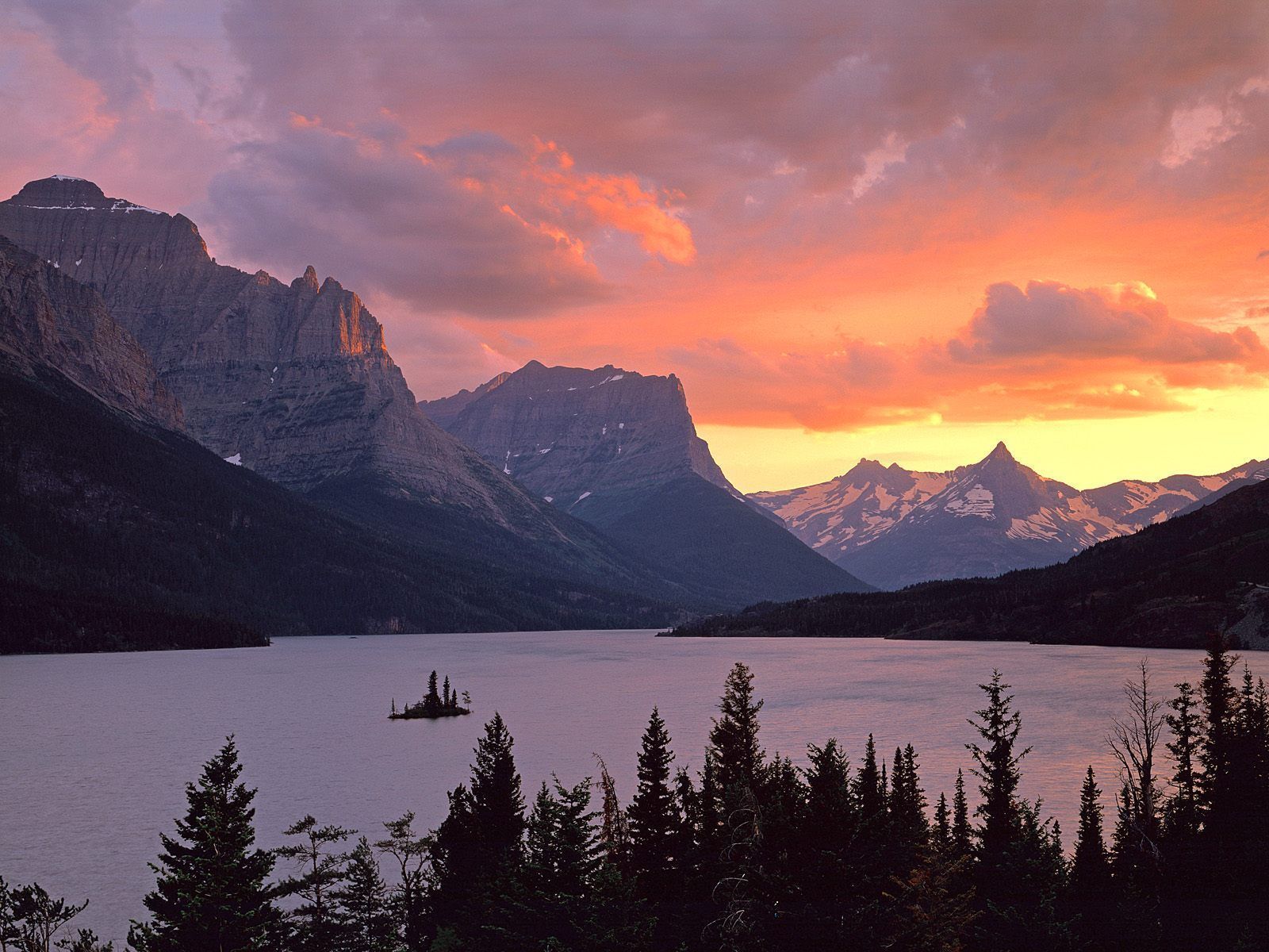 Nature: Sunset Falls Over St Mary Lake, Glacier National Park