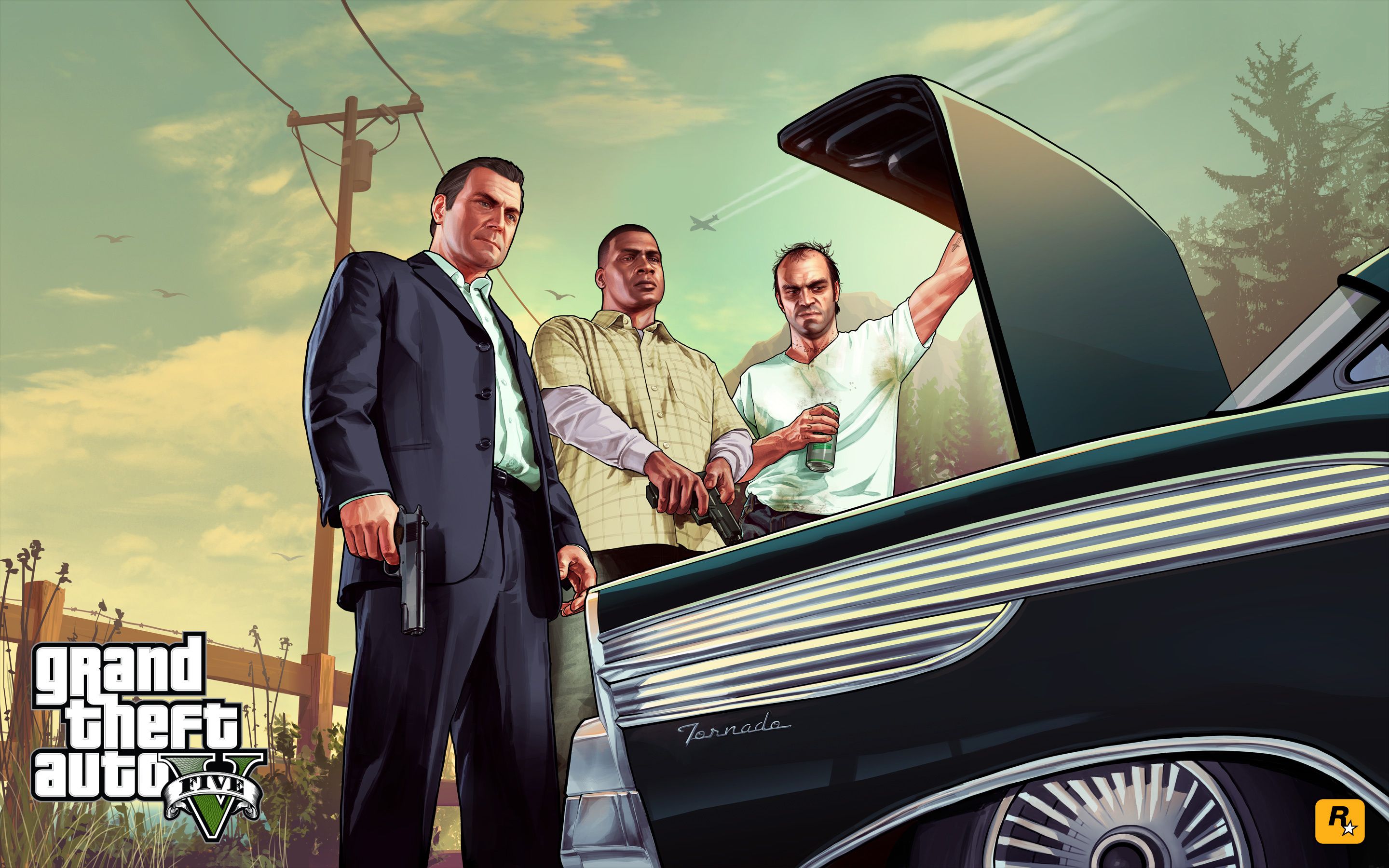 Wallpaper Grand Theft Auto V, Michael, Trevor Franklin, gangsters