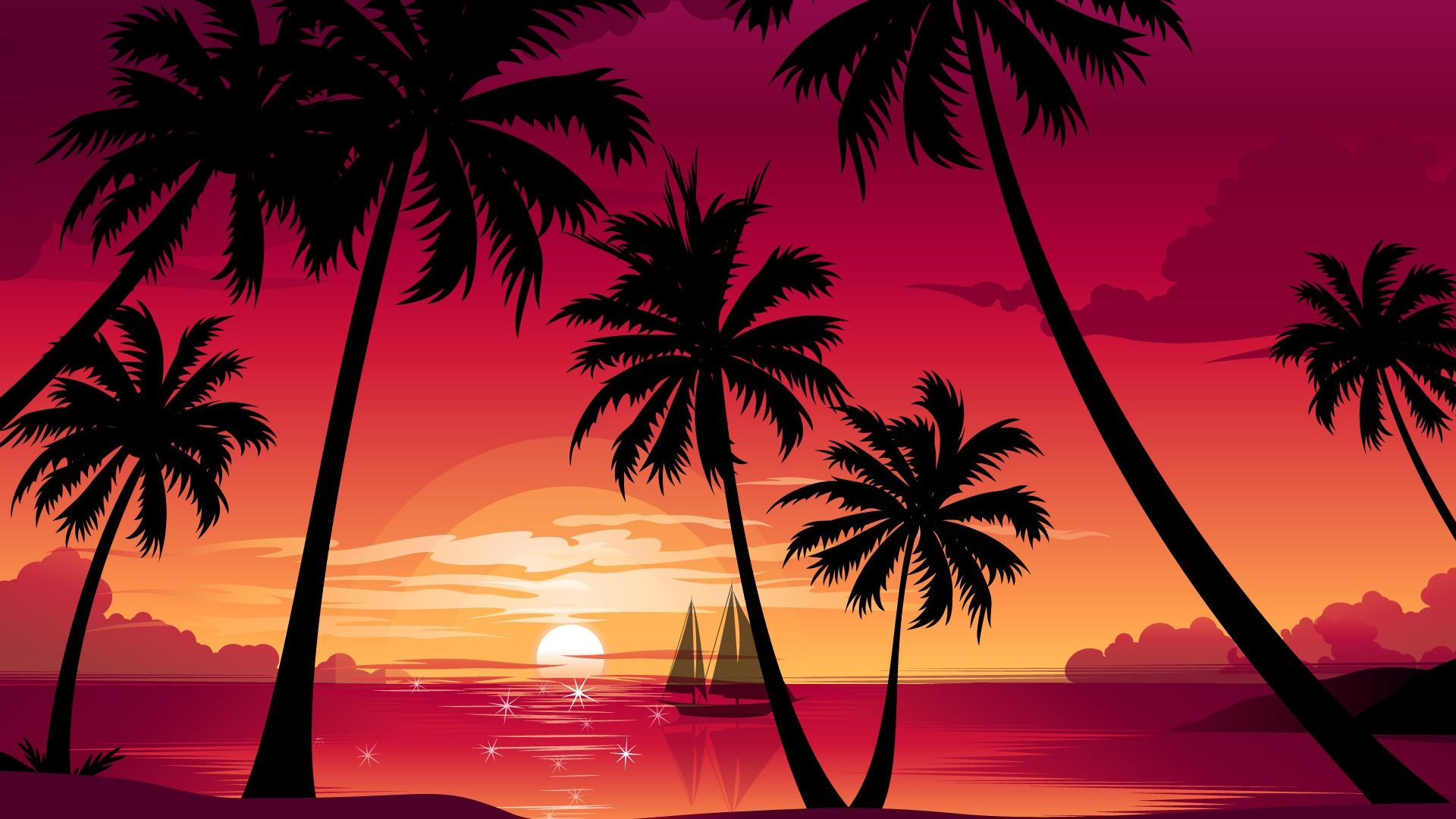 Free download trees sunset HD wallpaper palm trees sunset