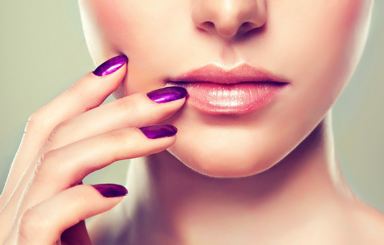 Wallpaper face, lips, nails, manicure image for desktop, section