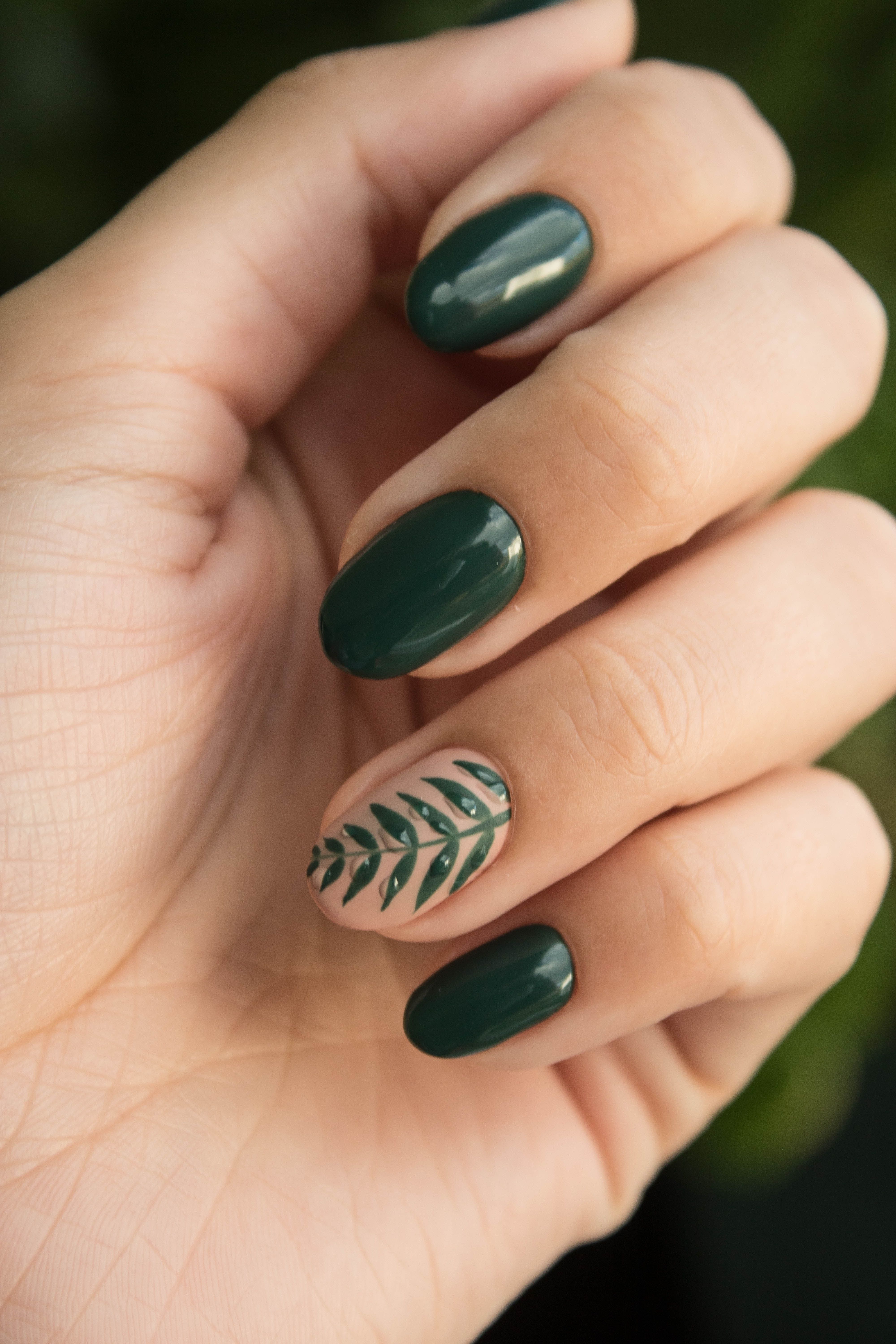 Green Manicure Art Close Up Photo · Free