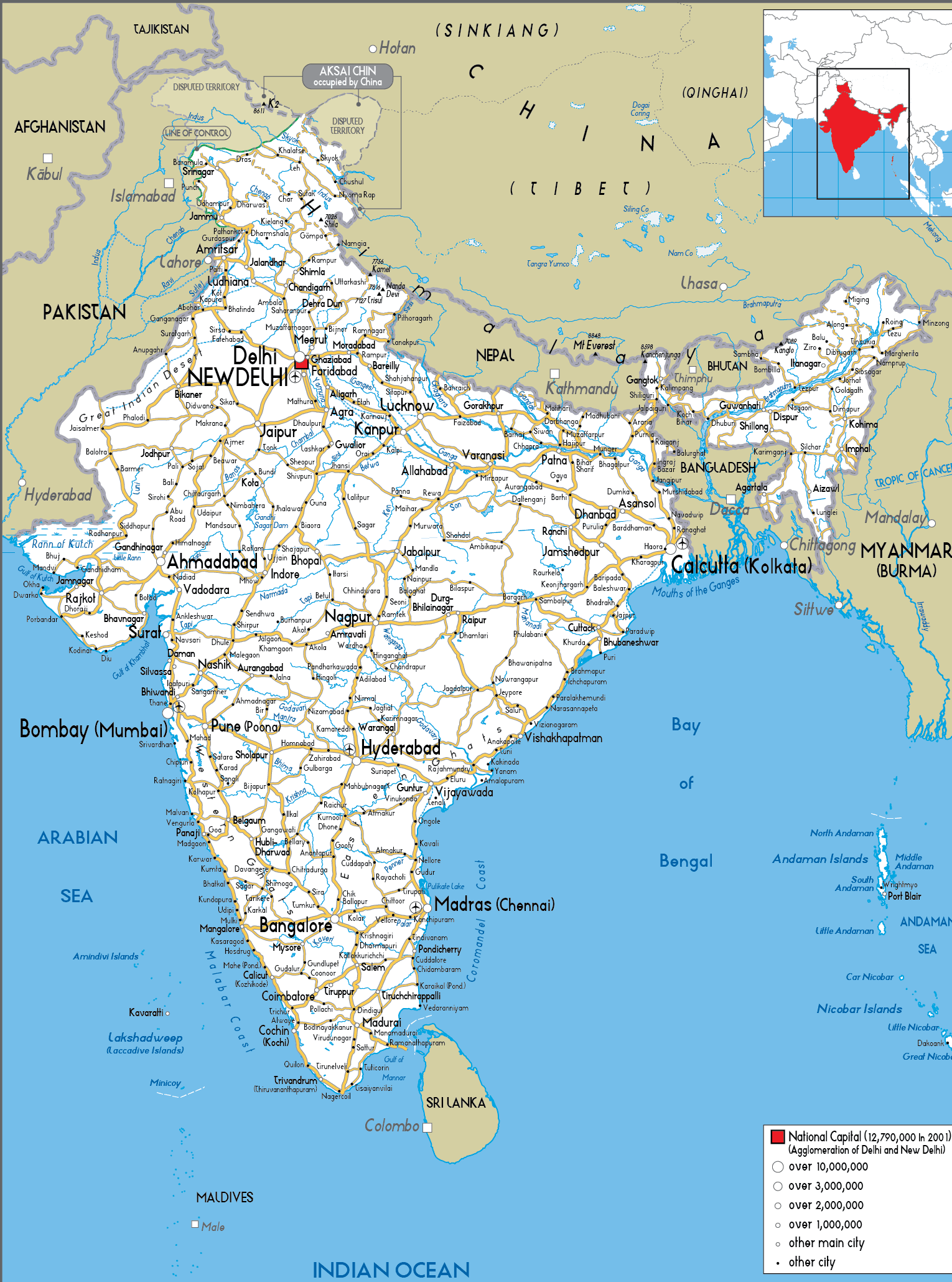 Road Map of India. Indian Road Network Map