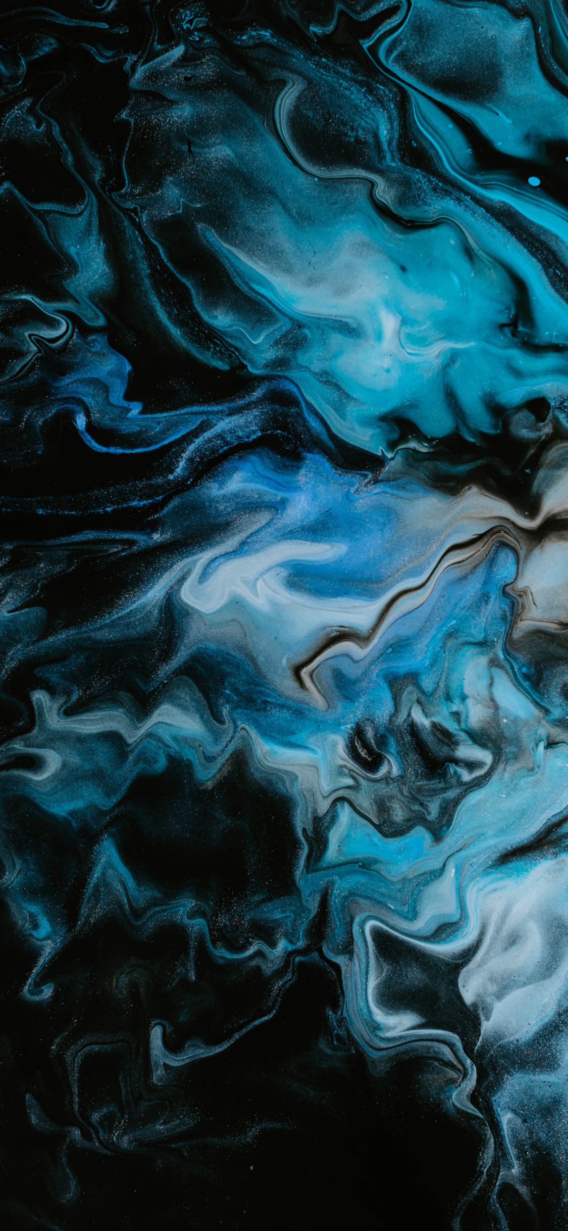 Download 1125x2436 Wallpaper Stains, Paint, Acrylic Dark Blue
