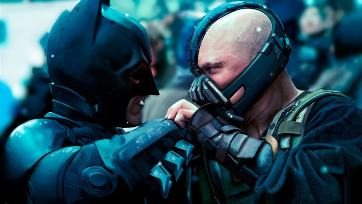 Movies Batman Christian Bale Bane The Dark Knight Rises Tom Hardy