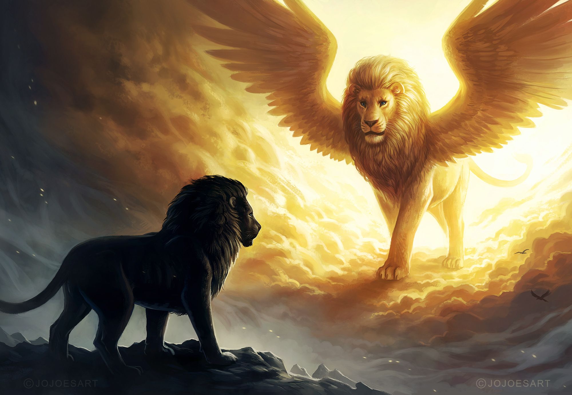 Lion King Spiritual Dark Fantasy, HD Animals, 4k Wallpaper