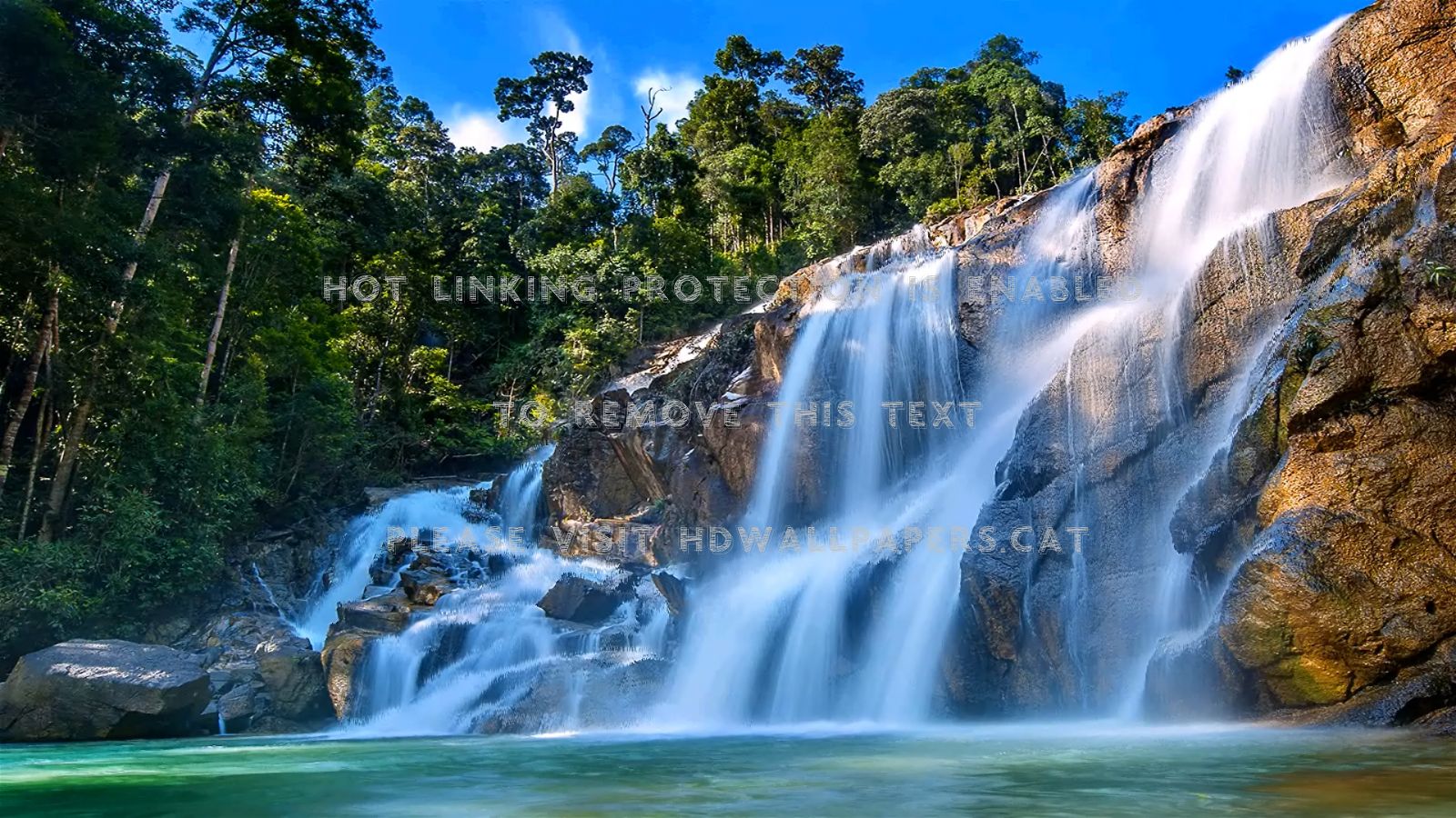 water cascades waterfalls nature trees