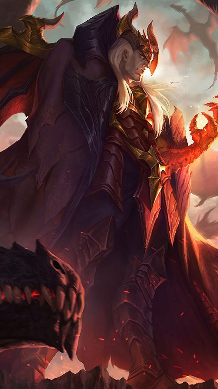 Swain, league of legends, game, dragons, 720x1280 wallpaper