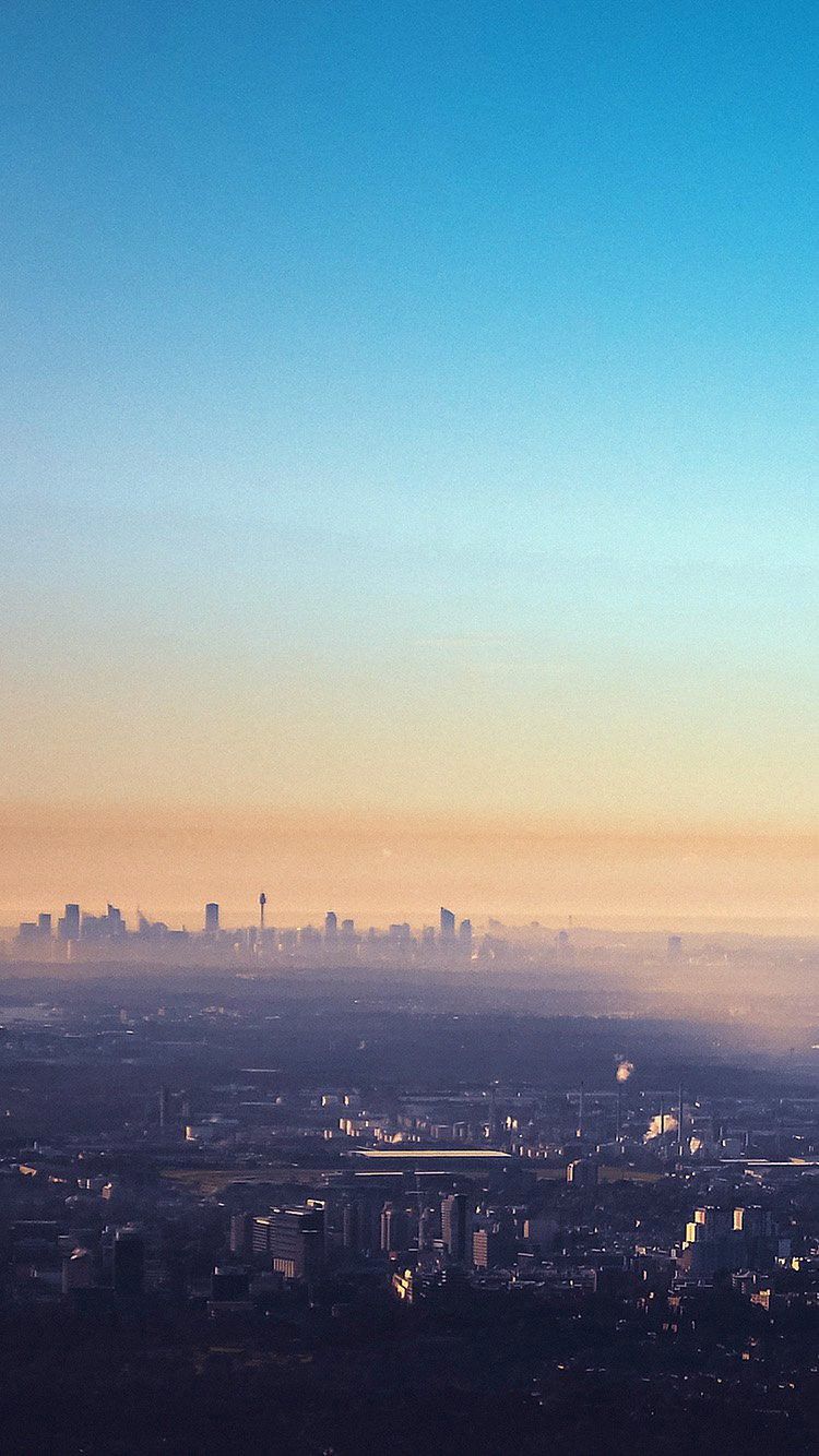 Clear Blue Sky Morning Mist Over City Metropolis iPhone 6