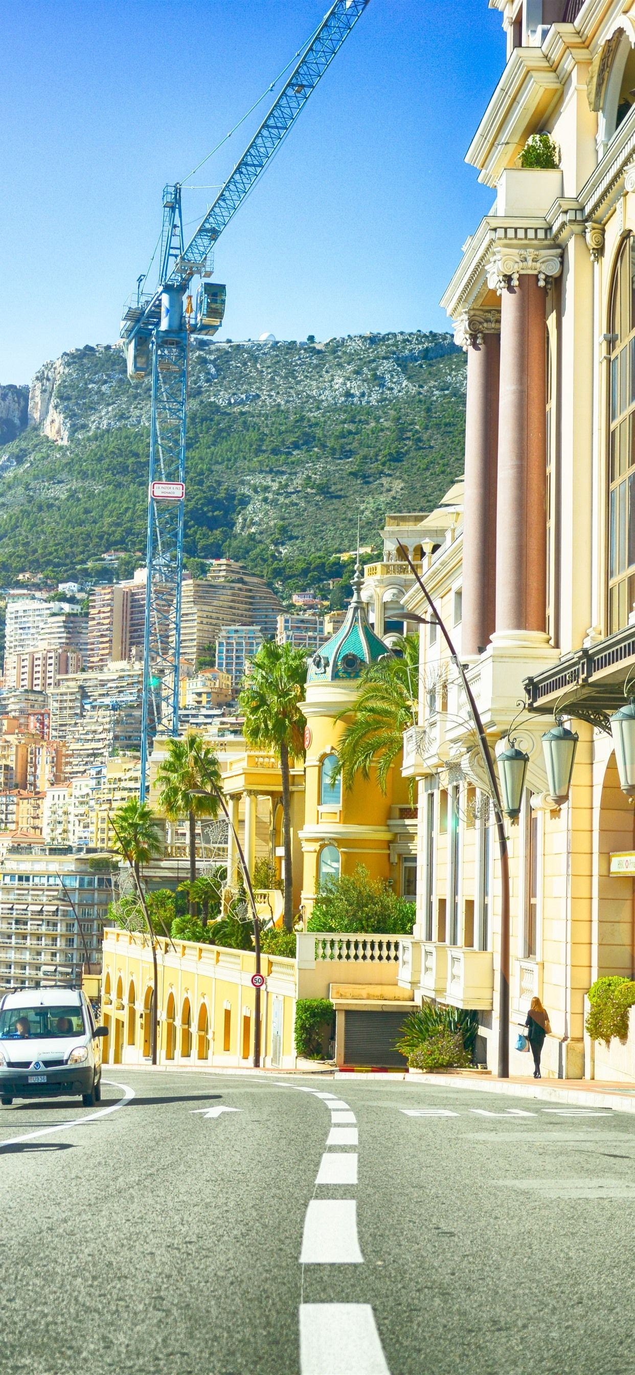 Monaco, European, city, street, buildings, road, people 1242x2688
