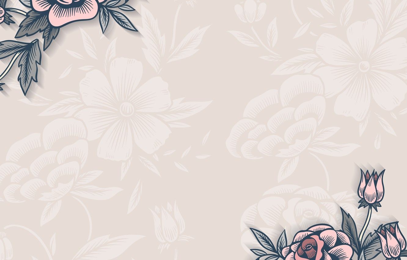 Wallpaper flowers, retro, background, pink, Wallpaper, black