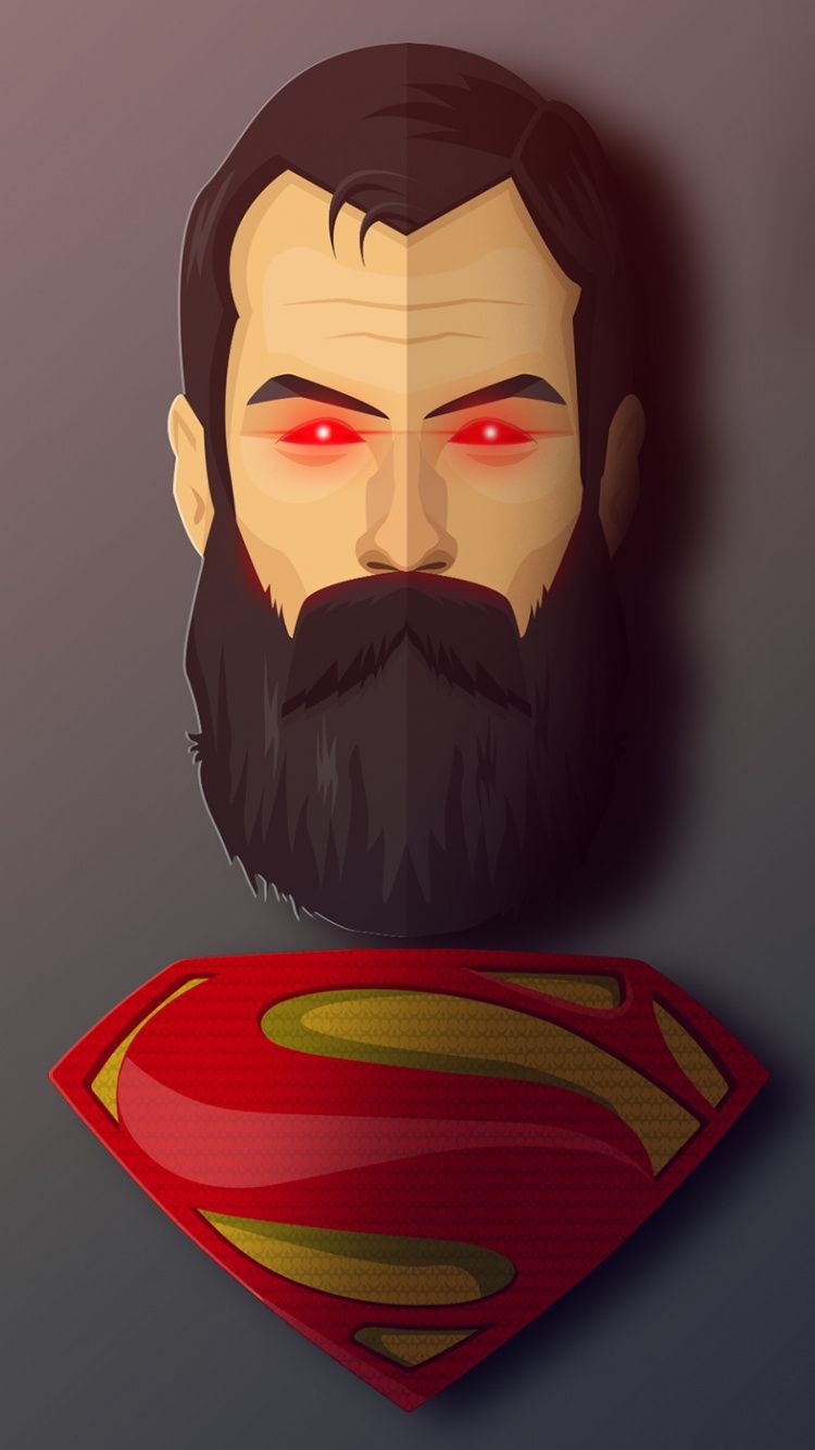 Download Digital art, beard face, superman wallpaper, 750x1334