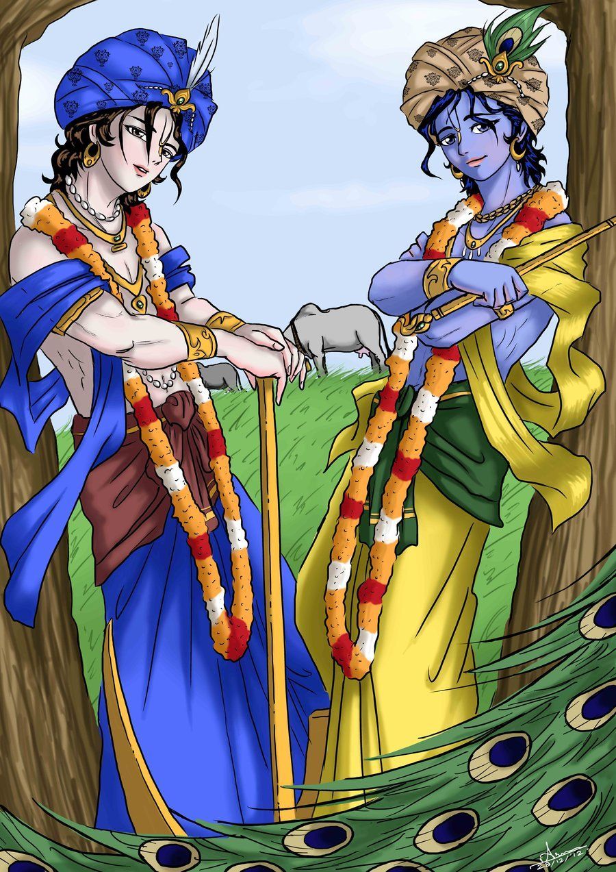 Lord Sri Krsna and Sri Balarama Anime style