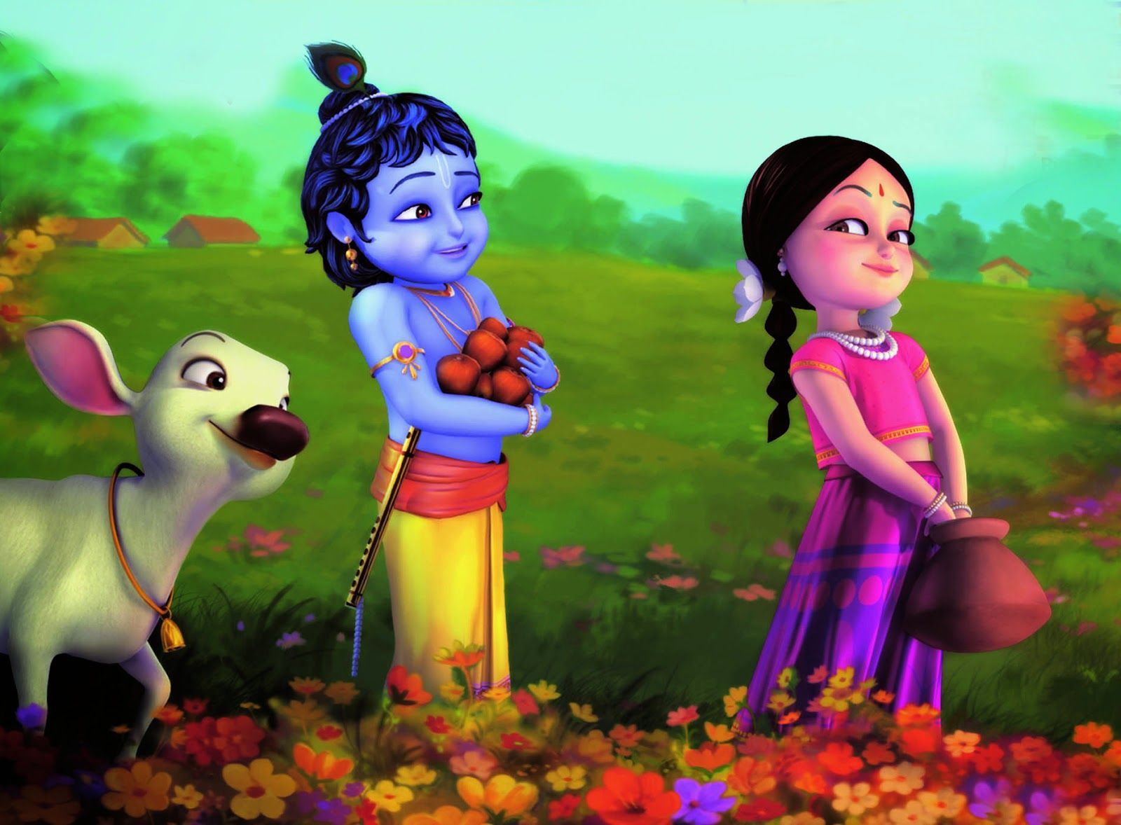 New Radha Krishna Animated HD Wallpaper