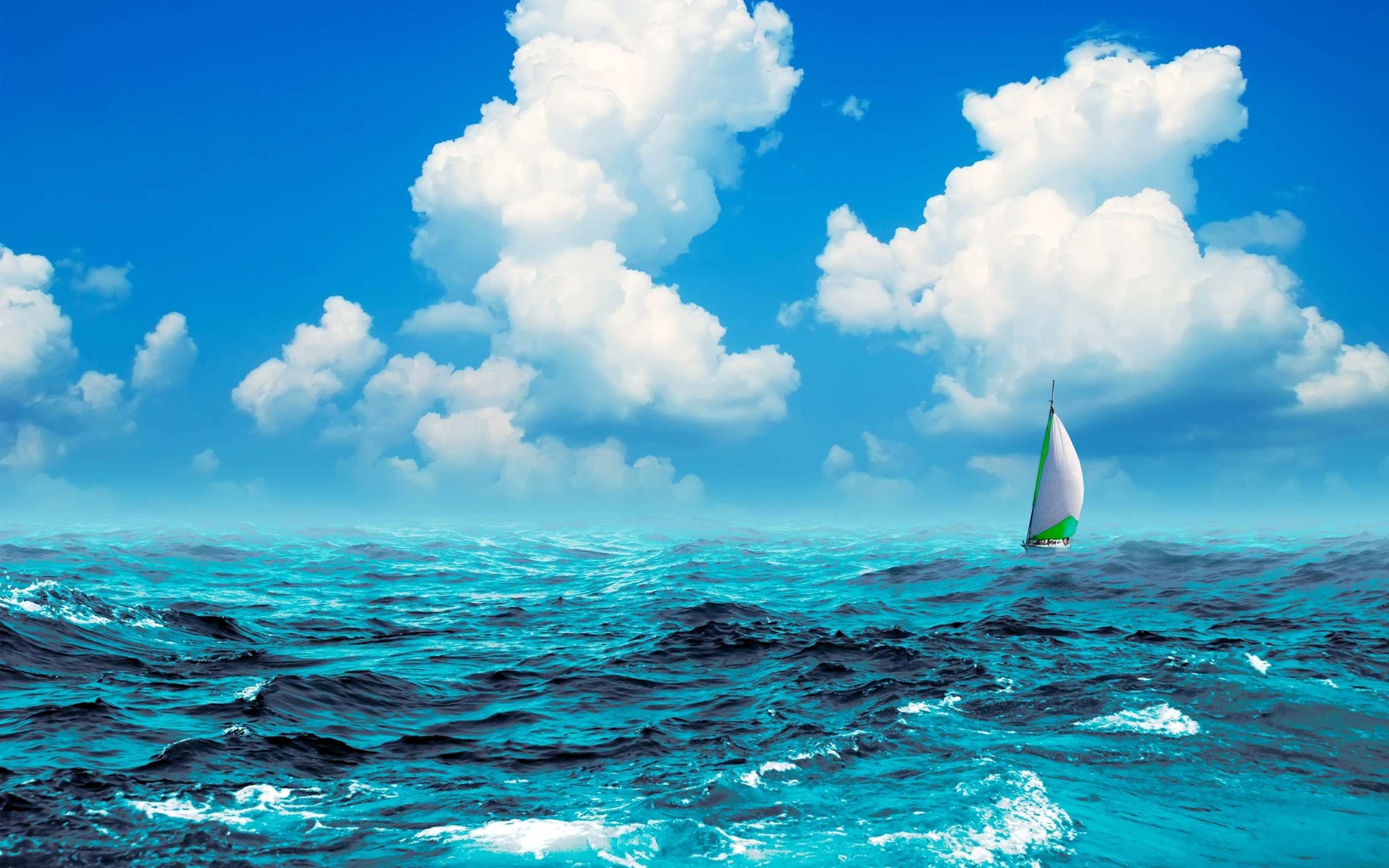 Sail, Boat, In, The, Sea, Desktop, Background, Wallpaper, Sea
