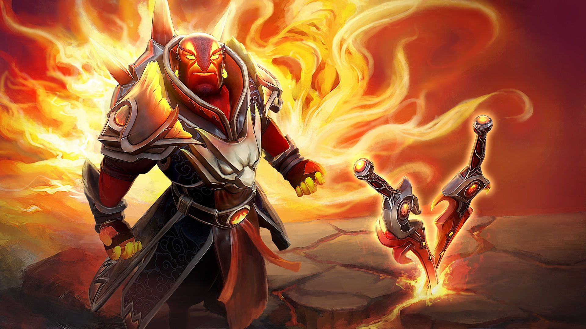 Dota 2 Hero Ember Spirit Flame Fist Swords Skin Desktop Wallpaper