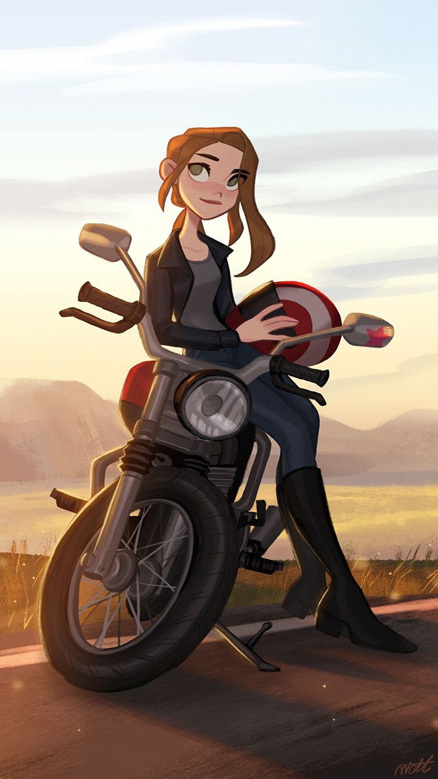 cartoon motorcycle girl