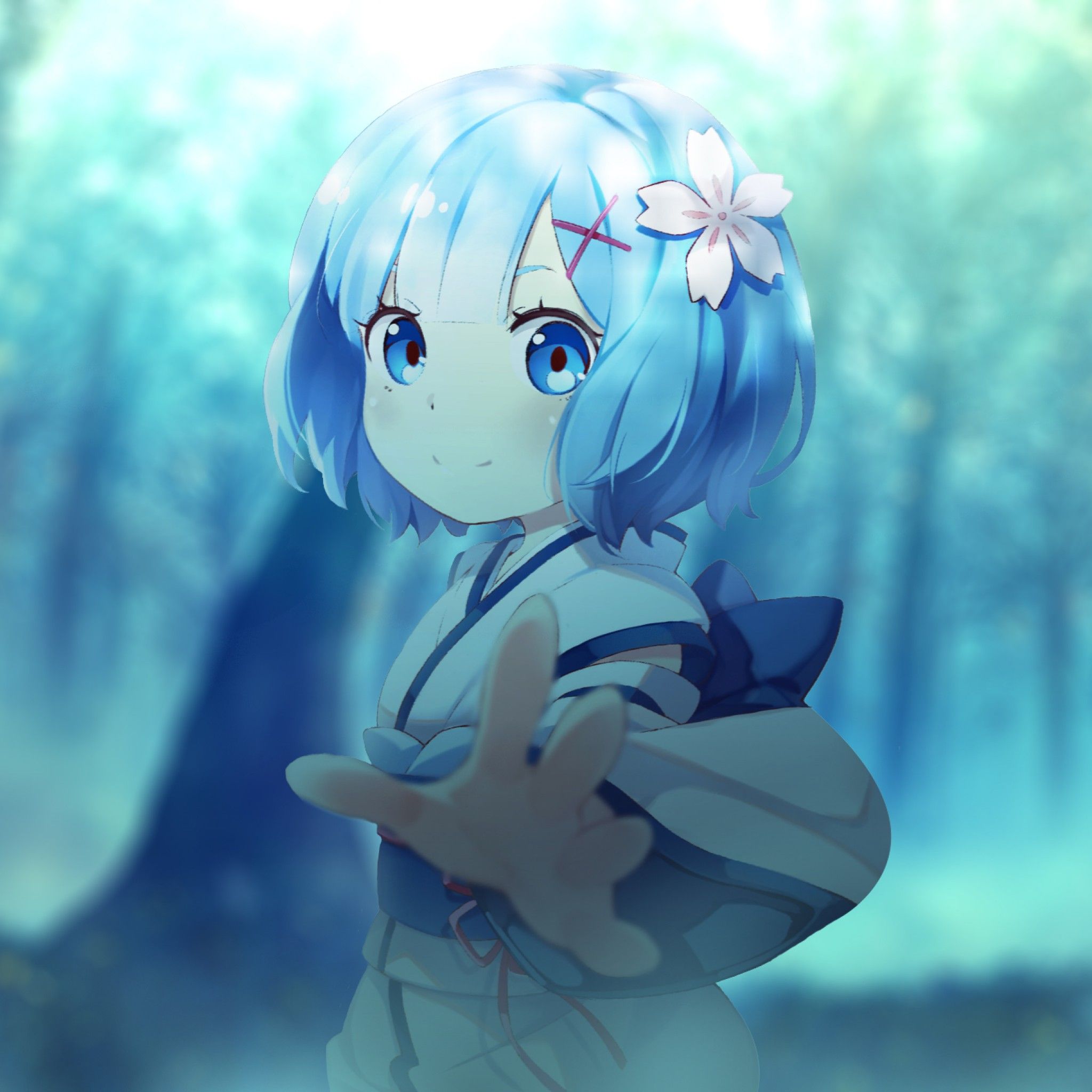 Wallpaper Rem, Anime girl, Blue eyes, Re:Zero, Anime