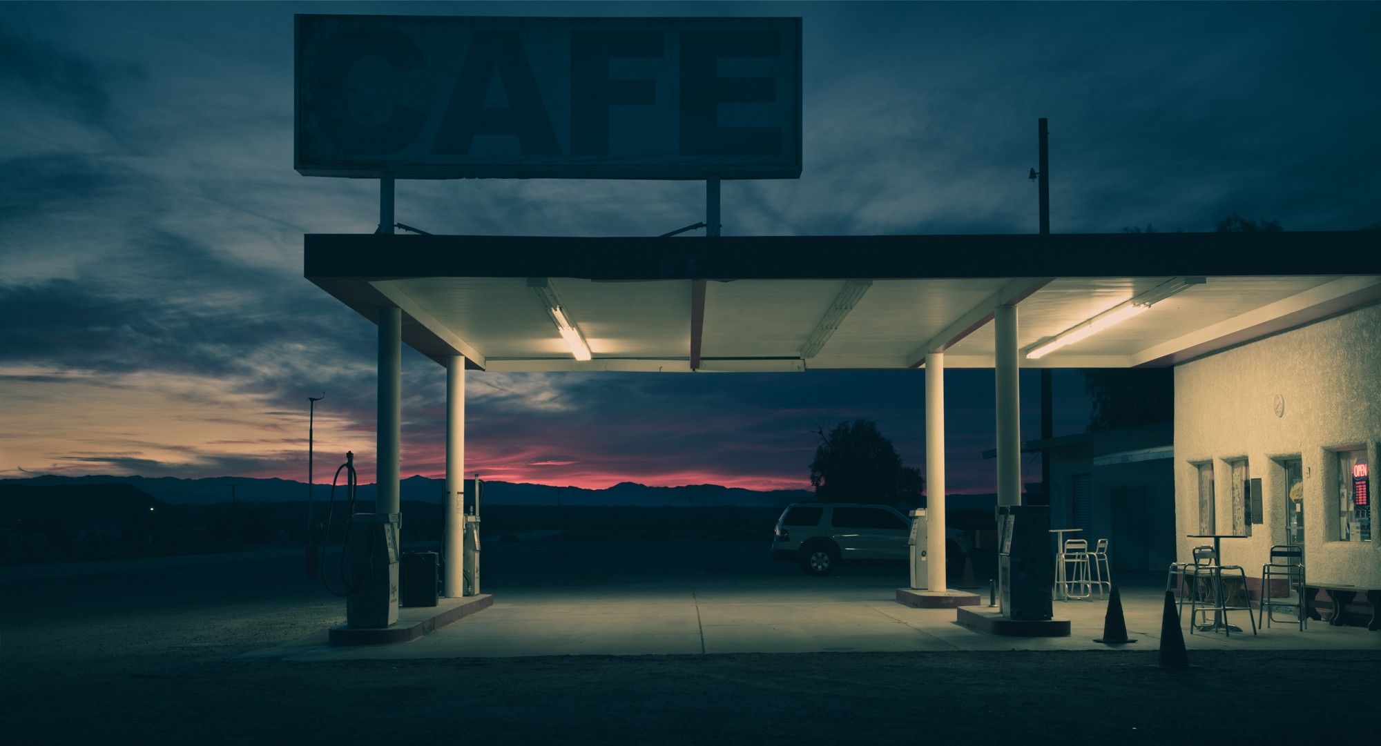 gas Stations, Car, Colorful, Lights, Night Wallpaper HD / Desktop
