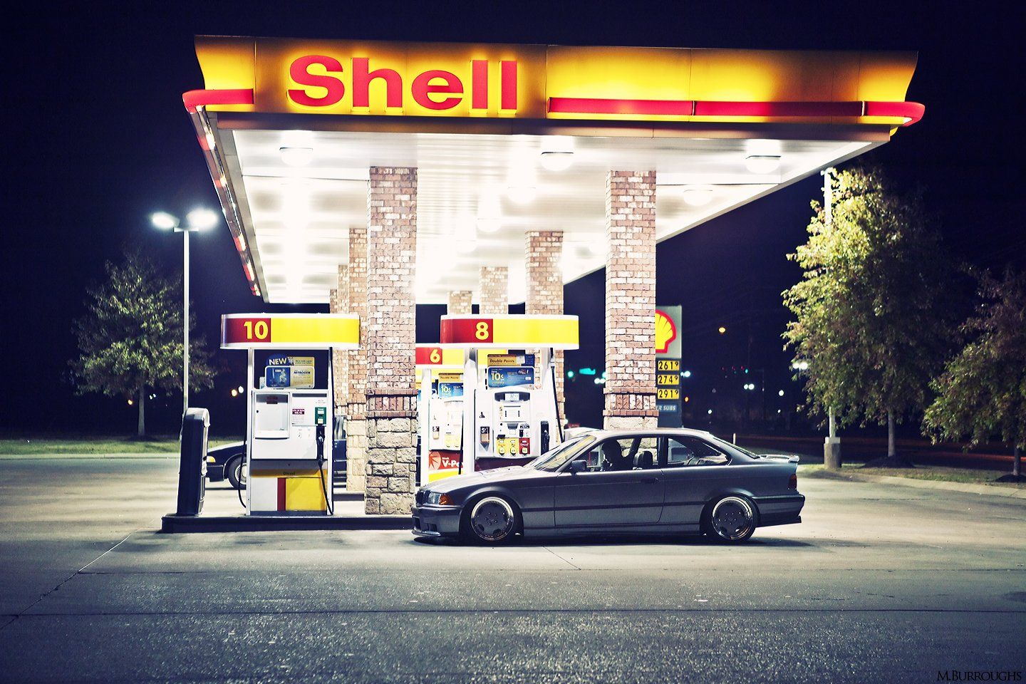 Night cars gas station wallpaperx960